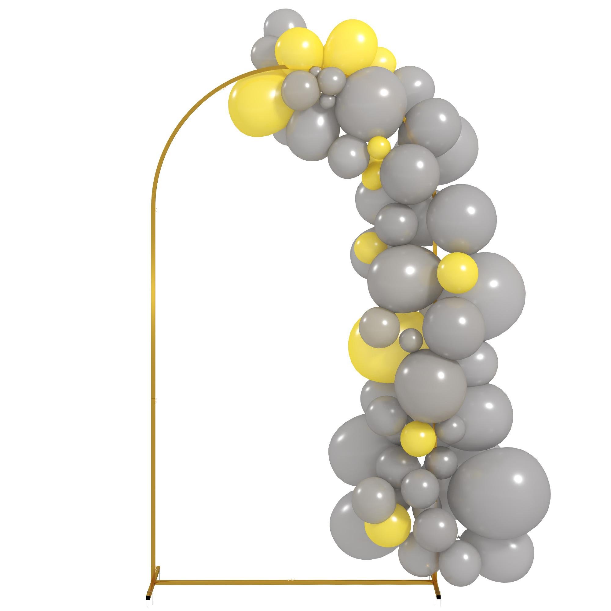 Gold Metal Garden Arch with U-Shaped Stakes, 47.2 x 15.7 x 86.6 in