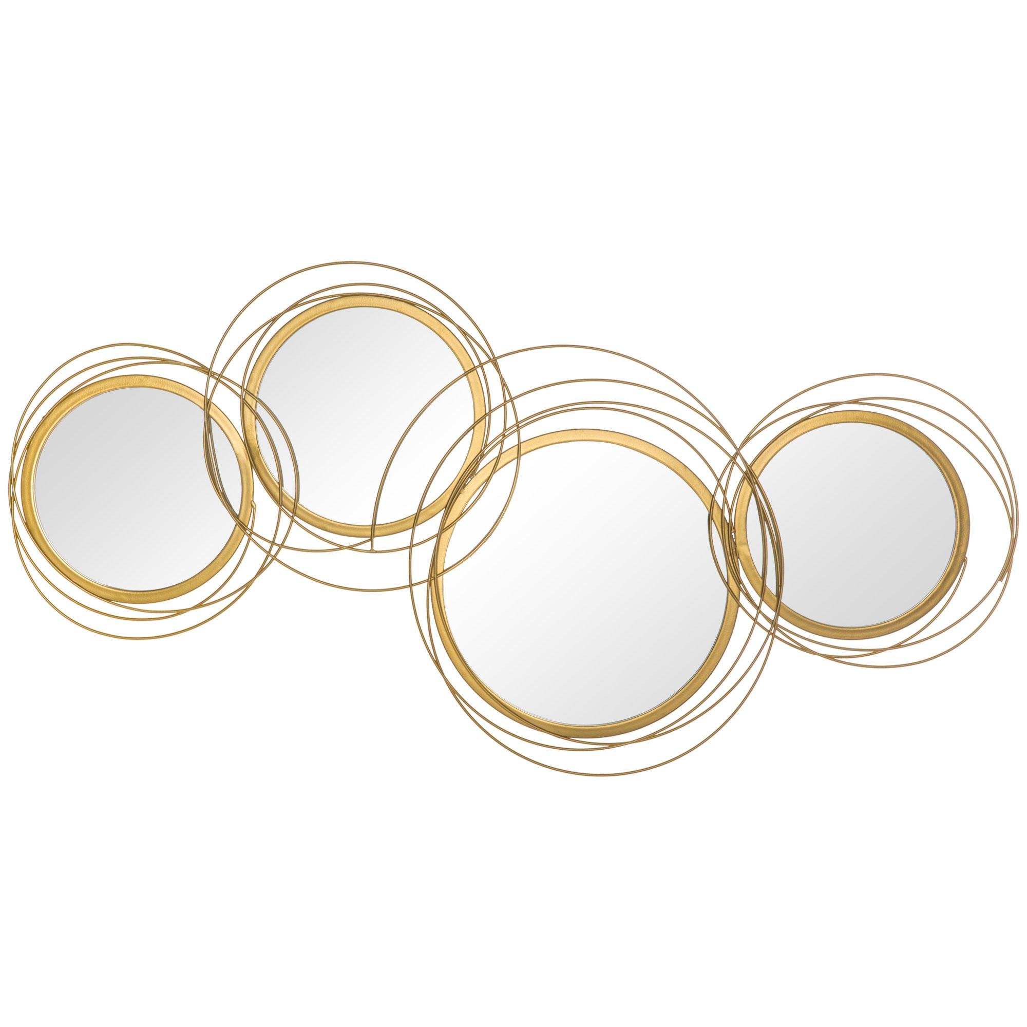 Gold Metal Wall Mirror with Four Round Mirrors, 42.25 in