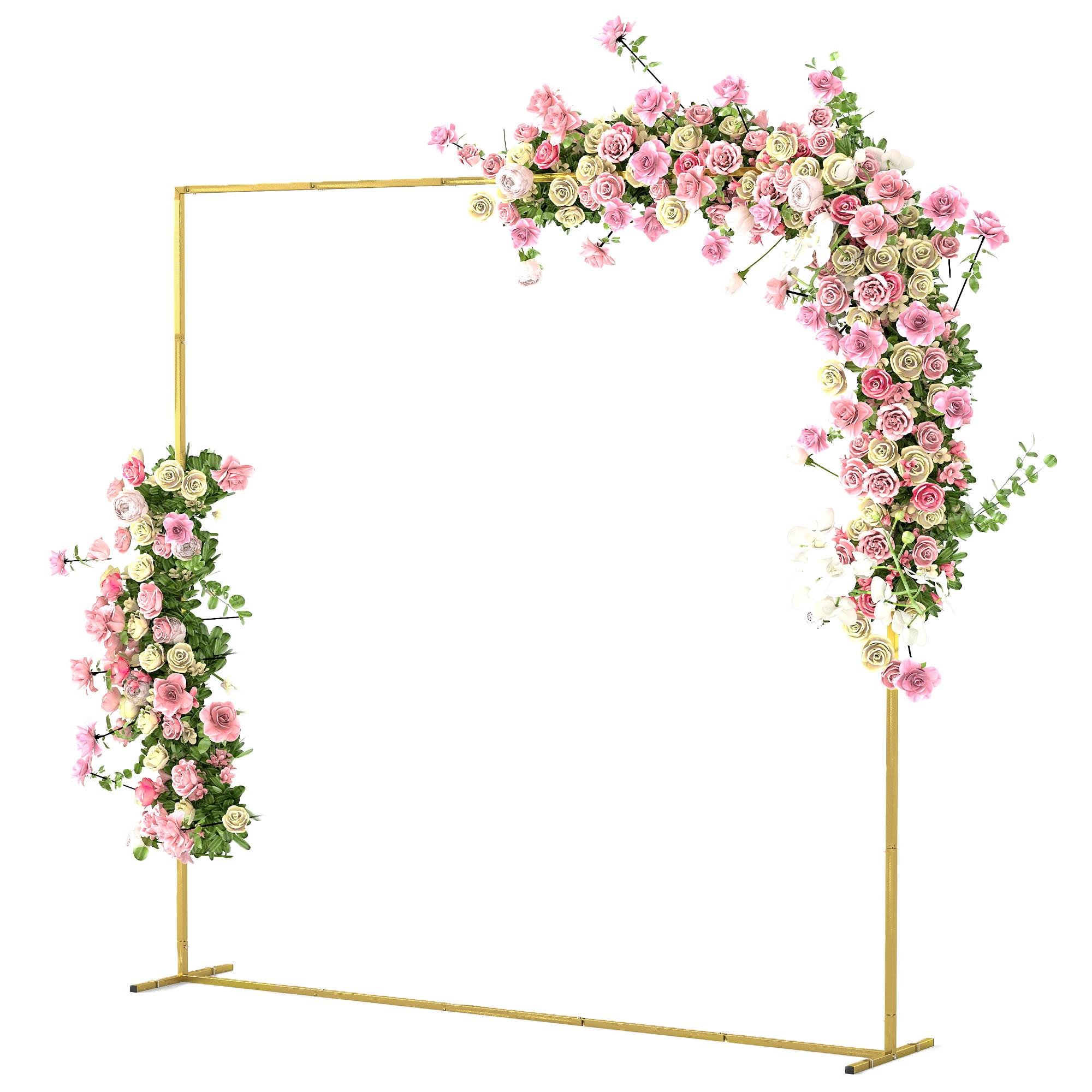 Gold Metal Wedding Arch with U-Shaped Stakes, 6.6 ft