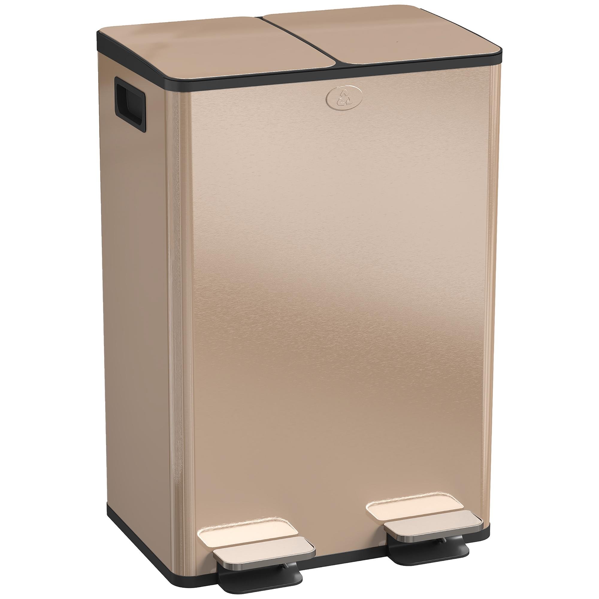 Gold 56L Dual Pedal Bin with Removable Buckets