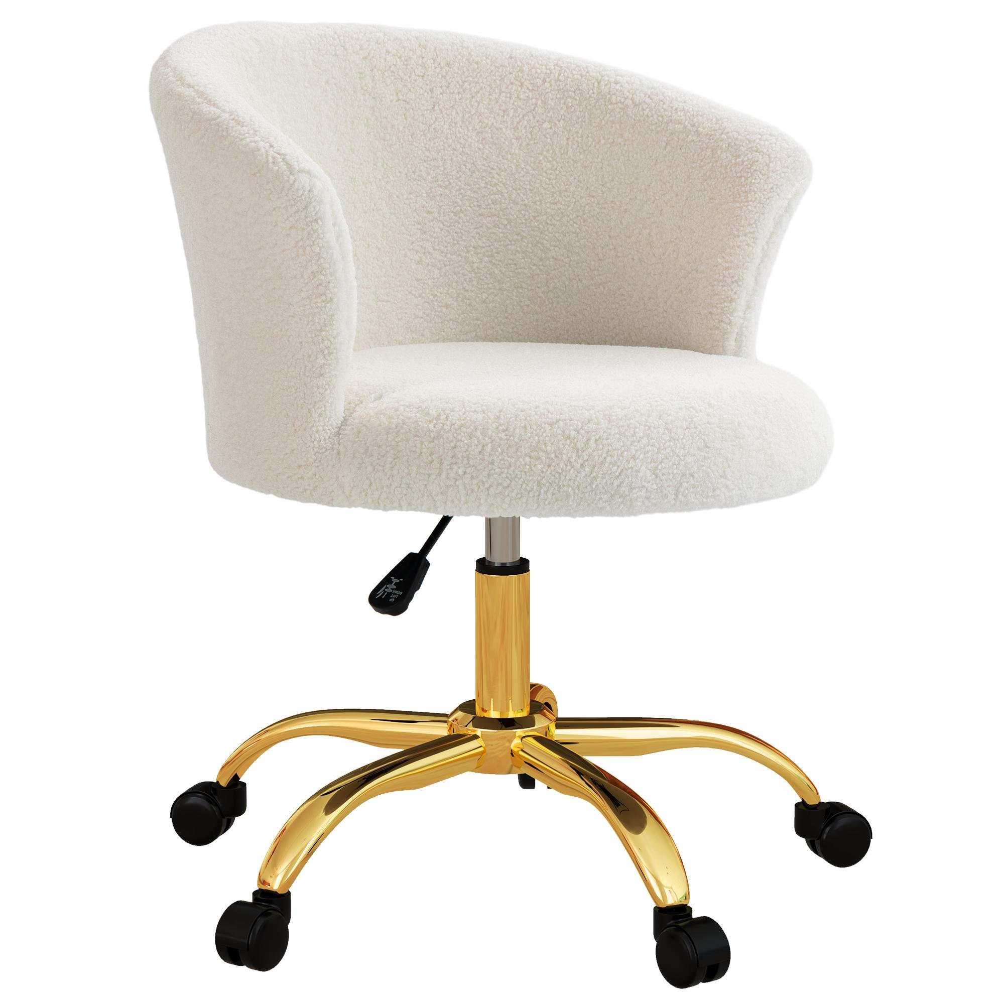 Gold Teddy Fleece Task Chair with Adjustable Height