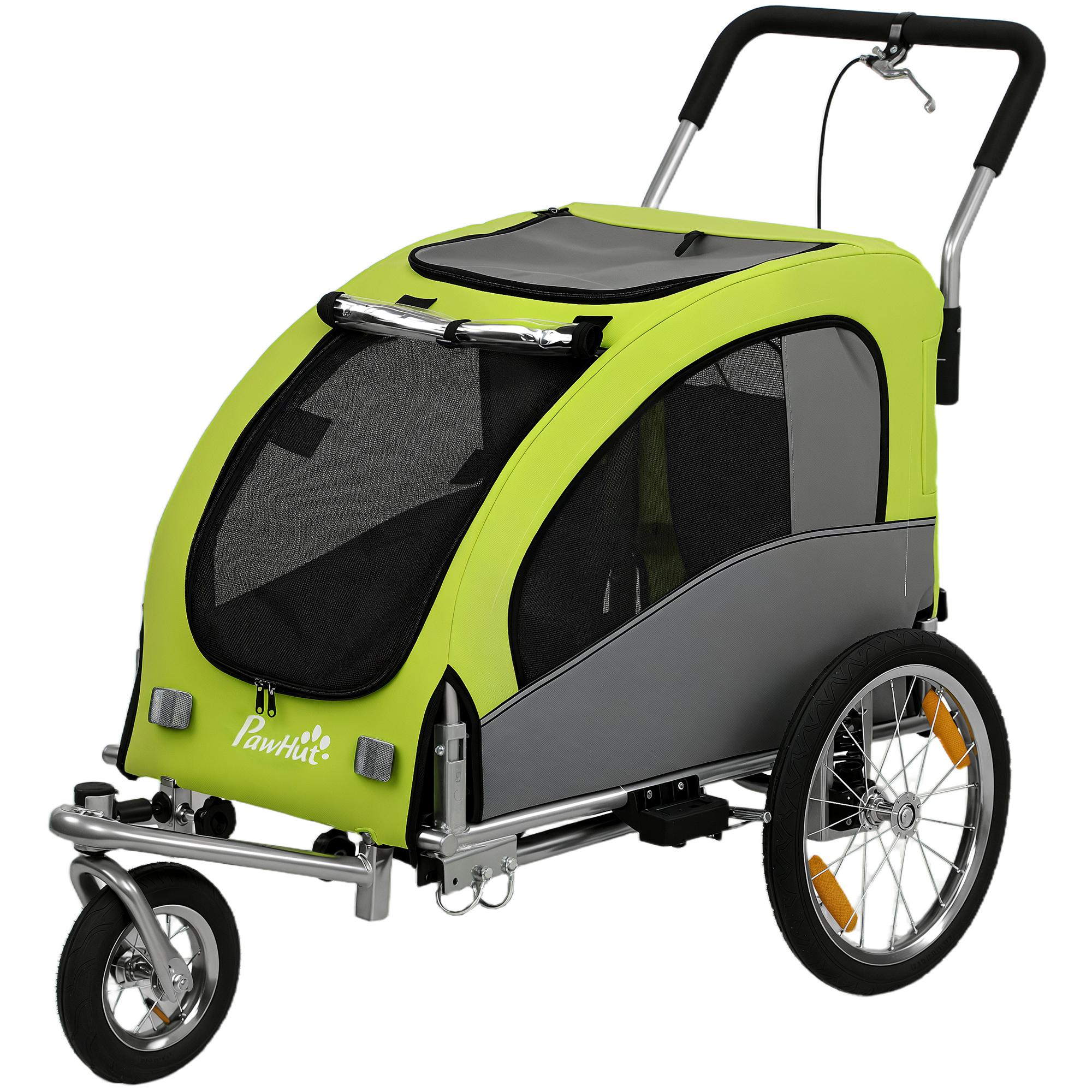 Green Dog Bike Stroller with Suspension for Medium Dogs