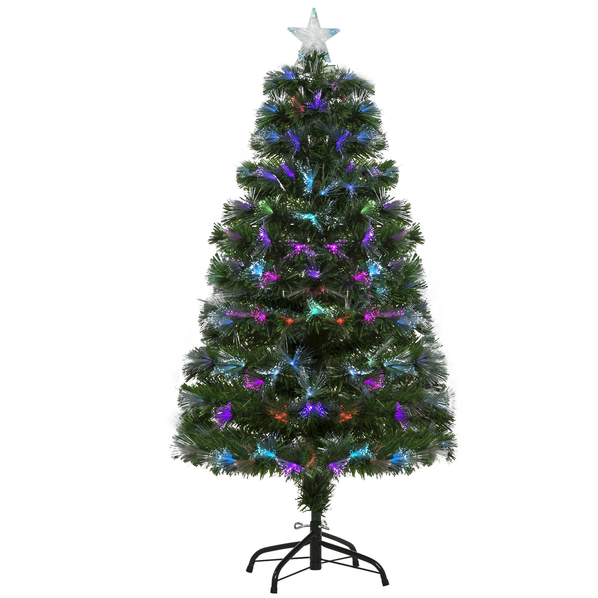 4ft Fibre Optic Christmas Tree with LED Lights and Star