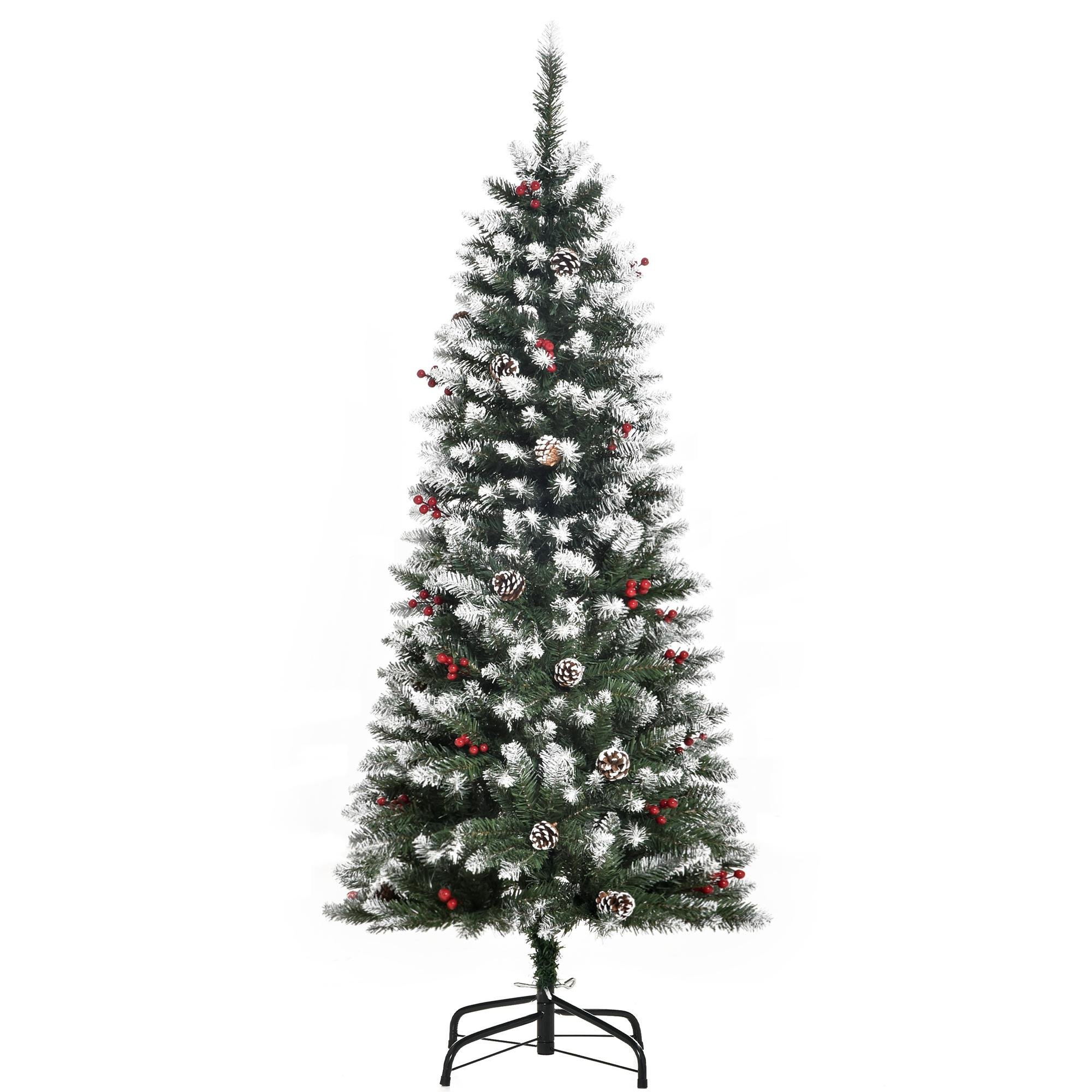 5 Ft Berry Pencil Tree with Snow-Dipped Branches