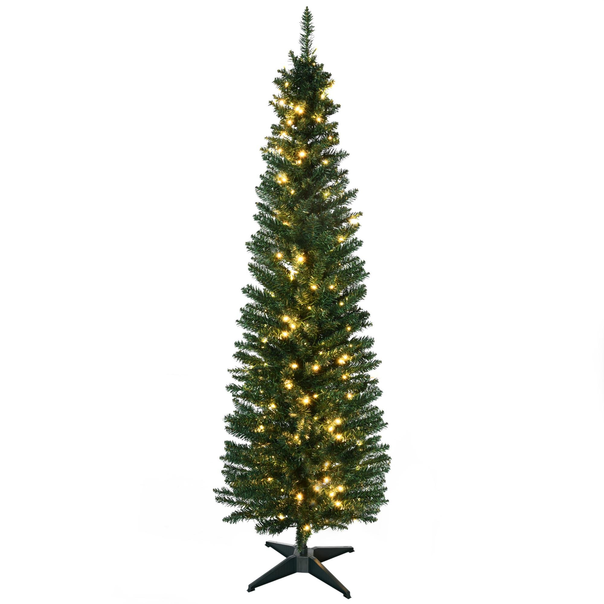 6 ft Lighted Pencil Tree with 200 Warm White LEDs