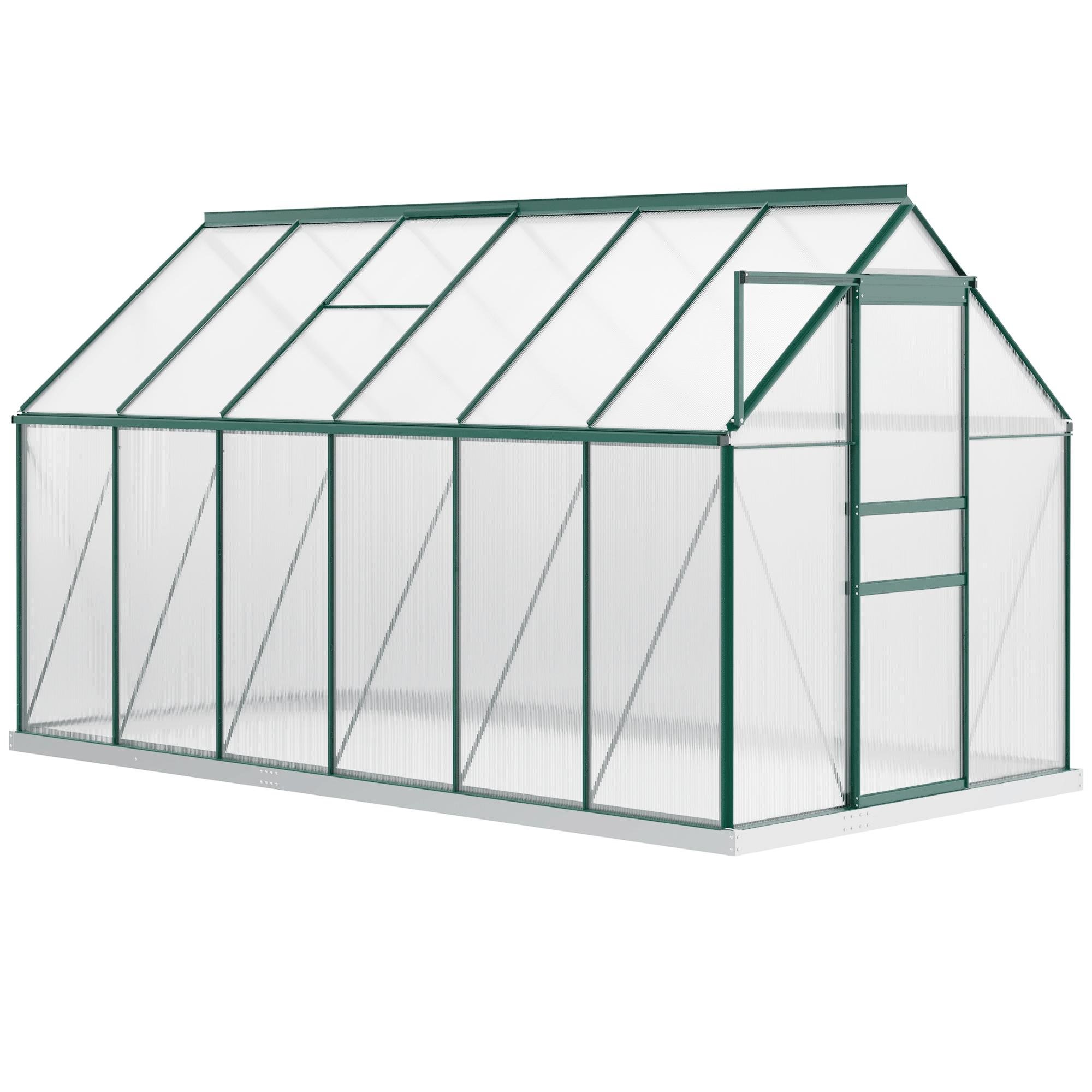 Green 6 x 12 Greenhouse with Adjustable Roof Vents