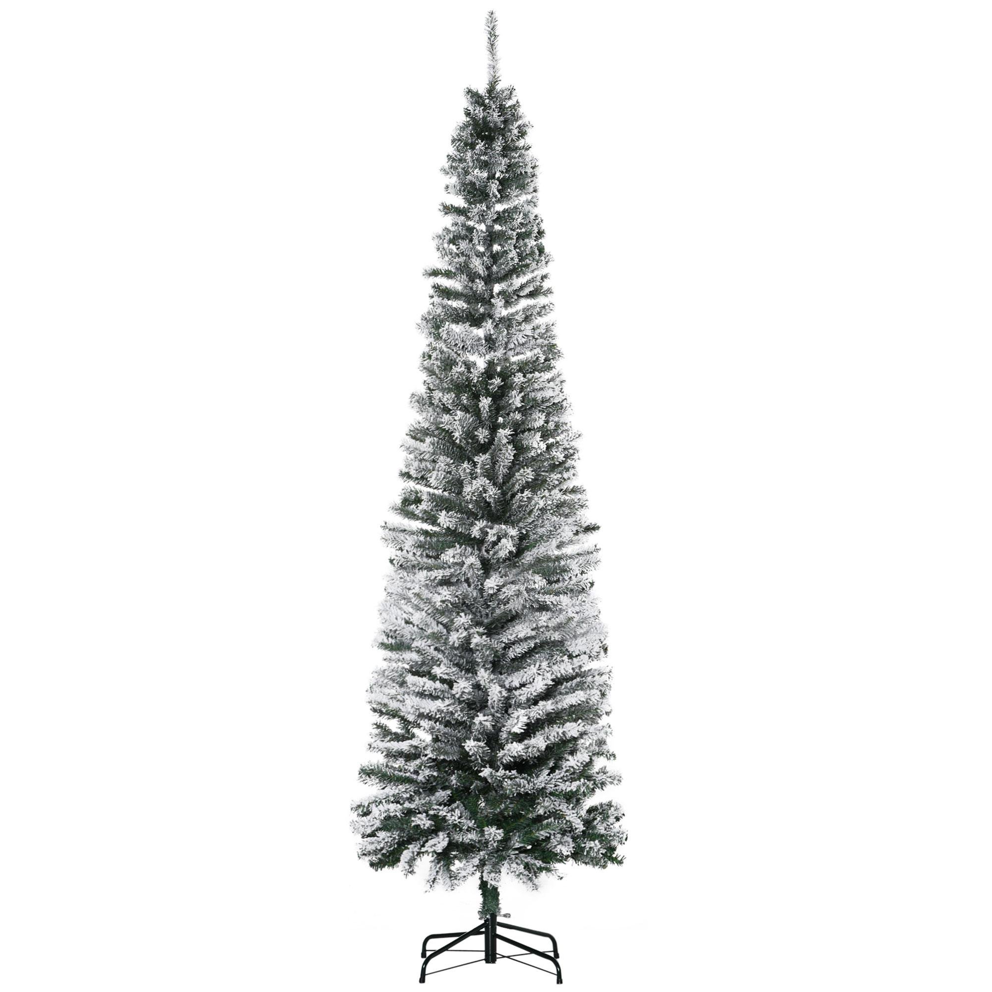 7.5ft Flocked Pencil Tree with 738 Branch Tips