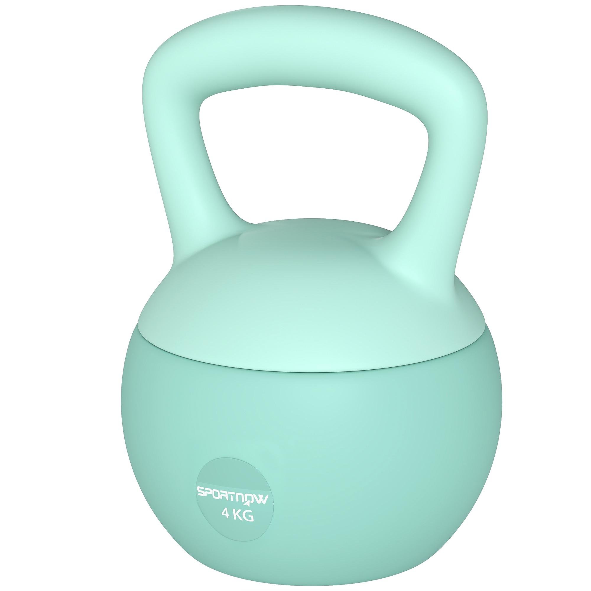 Green 9 lb Sand Kettlebell with Flat Base for Home Workouts