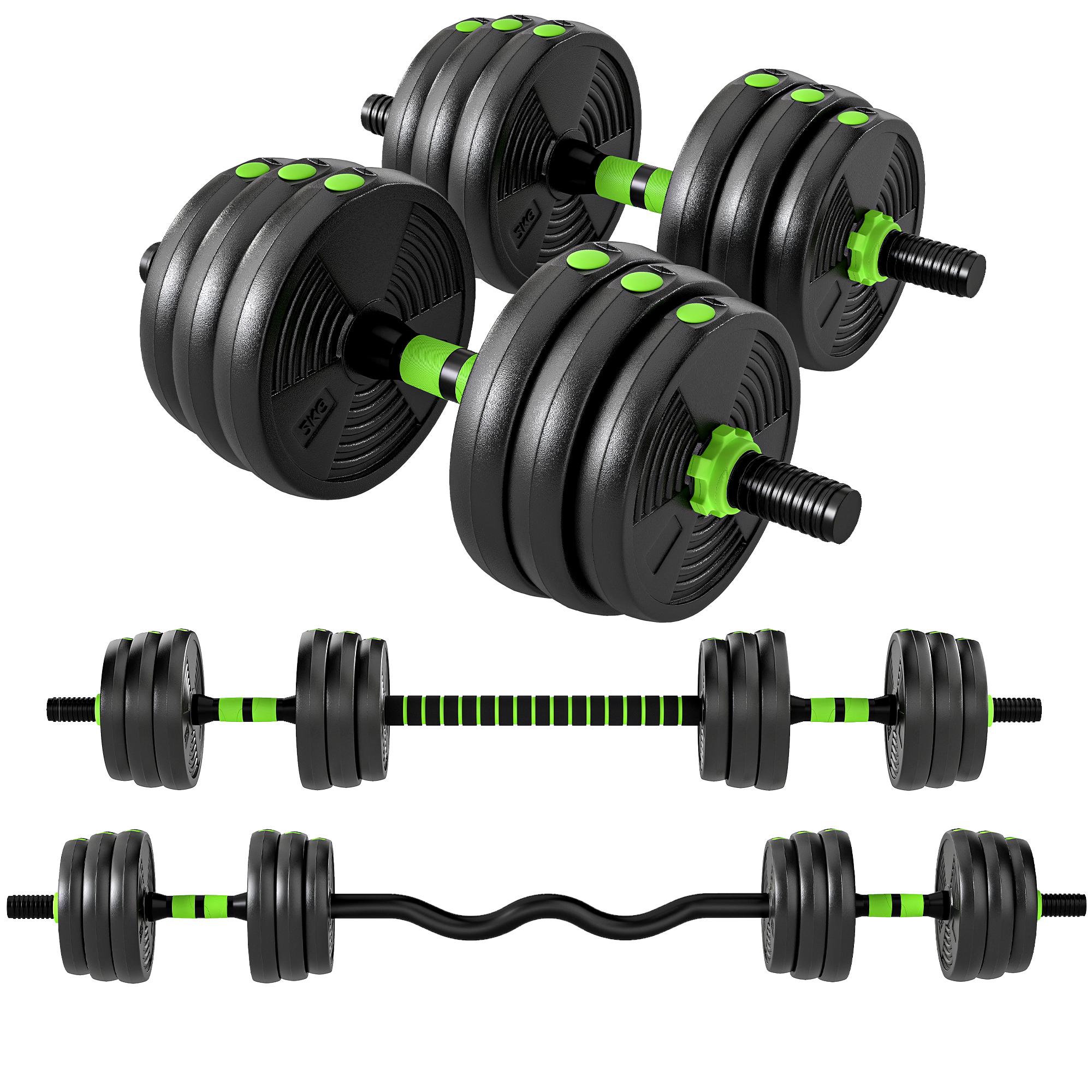 Green 44 lb Adjustable Dumbbells, 4-in-1 Set