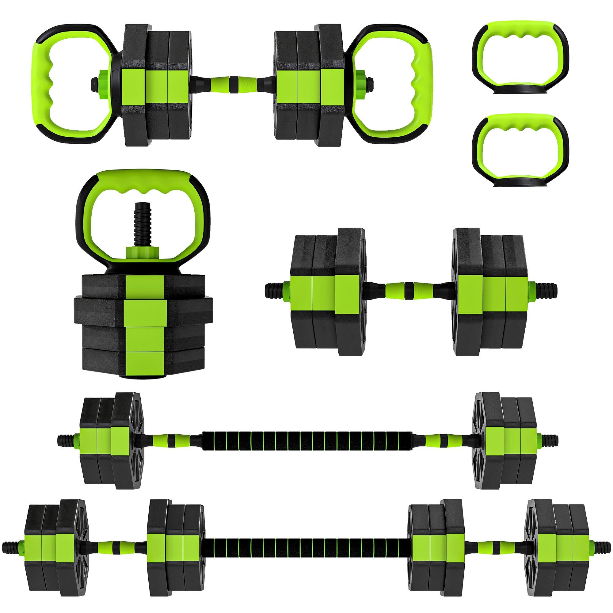 Green 44 lbs Multifunctional Dumbbells, 6-in-1 Set