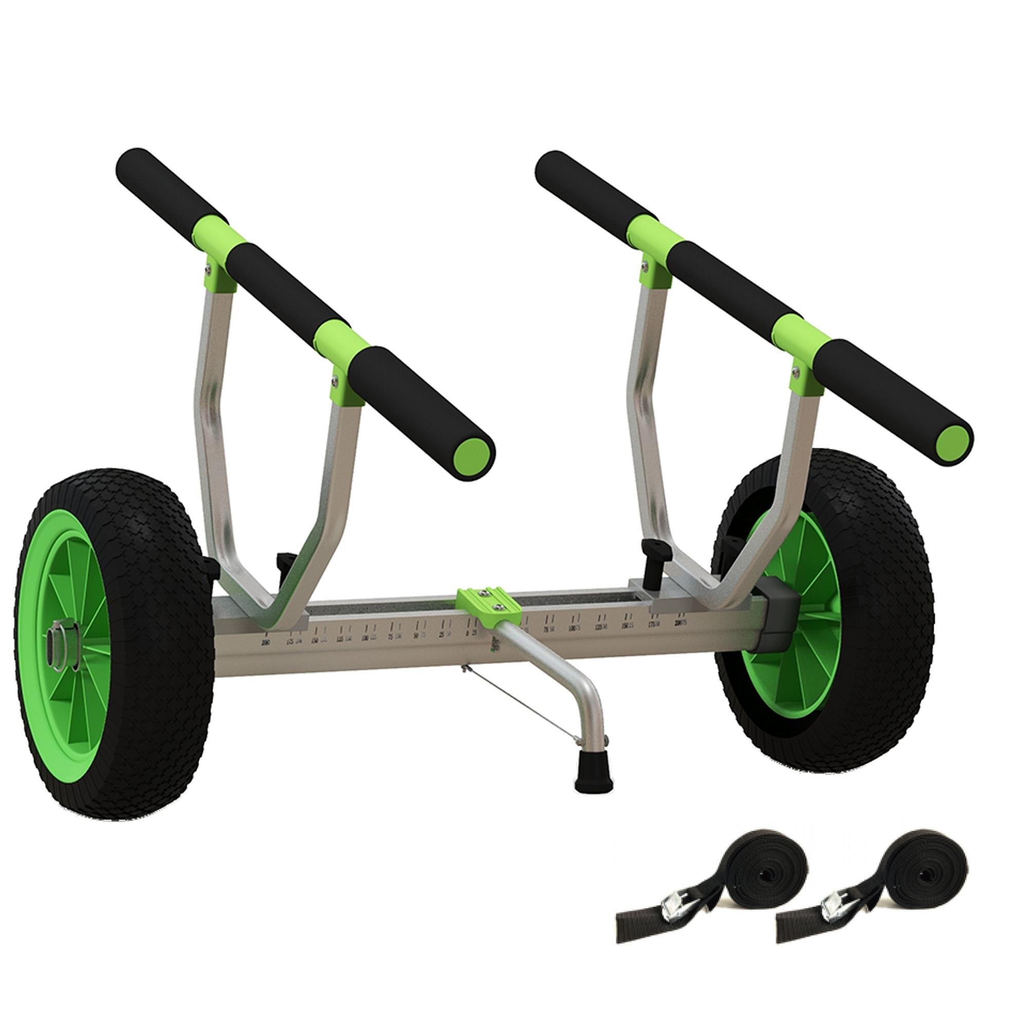 Green Adjustable Kayak Cart with All-Terrain Wheels