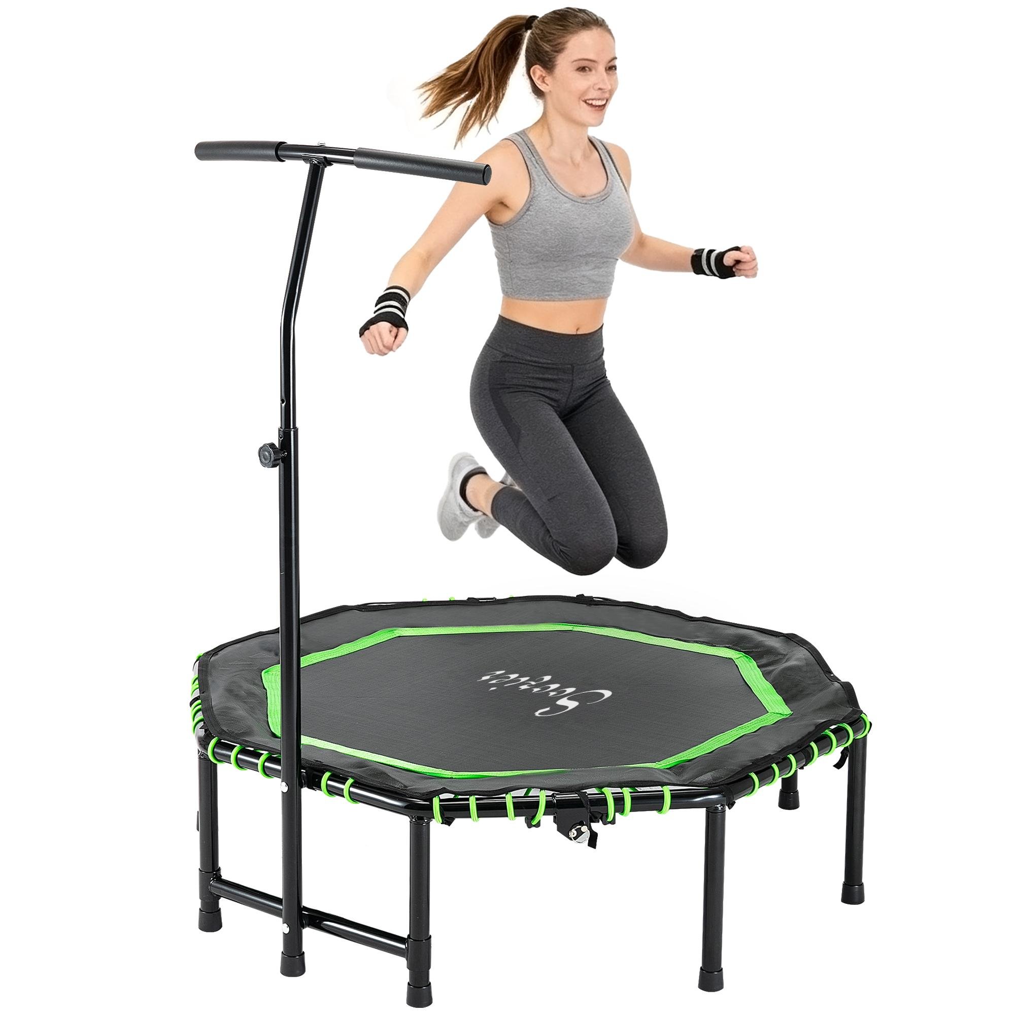 48-inch green fitness trampoline - foldable handle bar