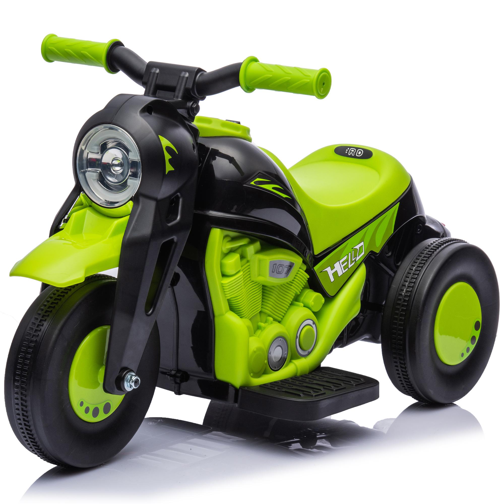 Green Bubble Ride-On Motorcycle with Music and 6V Power