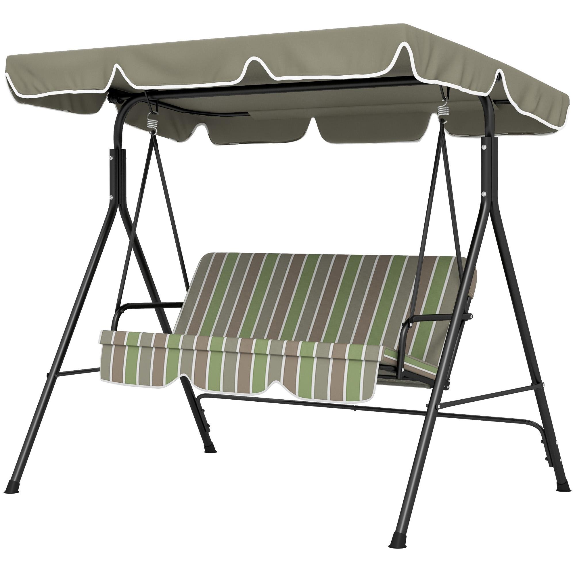 green brown patio swing with adjustable canopy