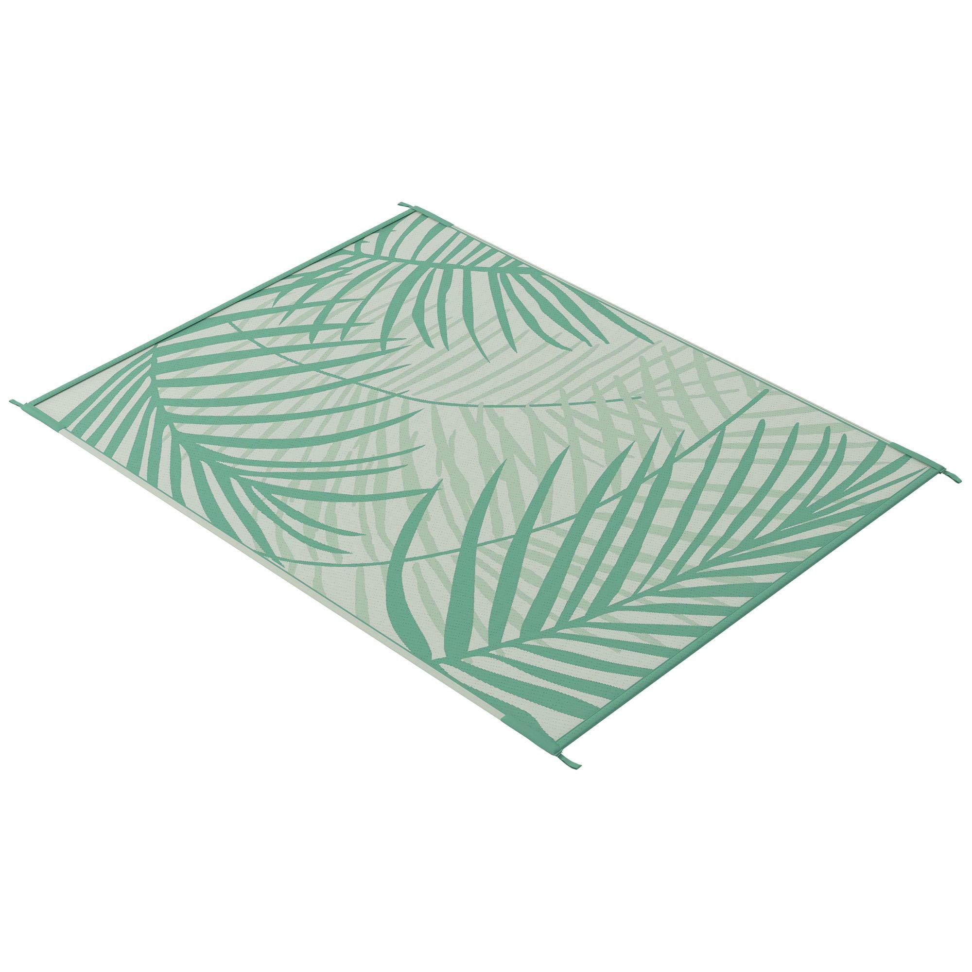 Green Cream Polypropylene Rug, Reversible 9' x 12' Outdoor