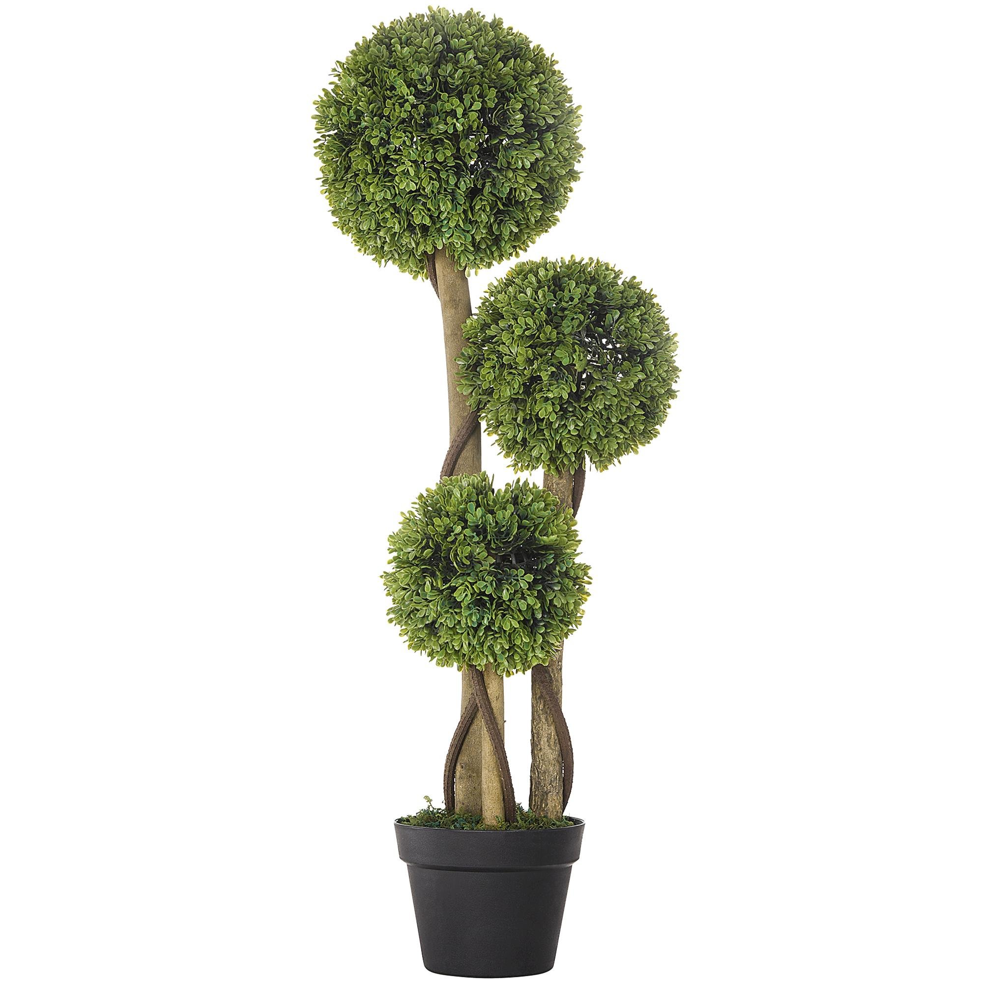 35 Inch Boxwood Topiary Tree with Three Ball Design