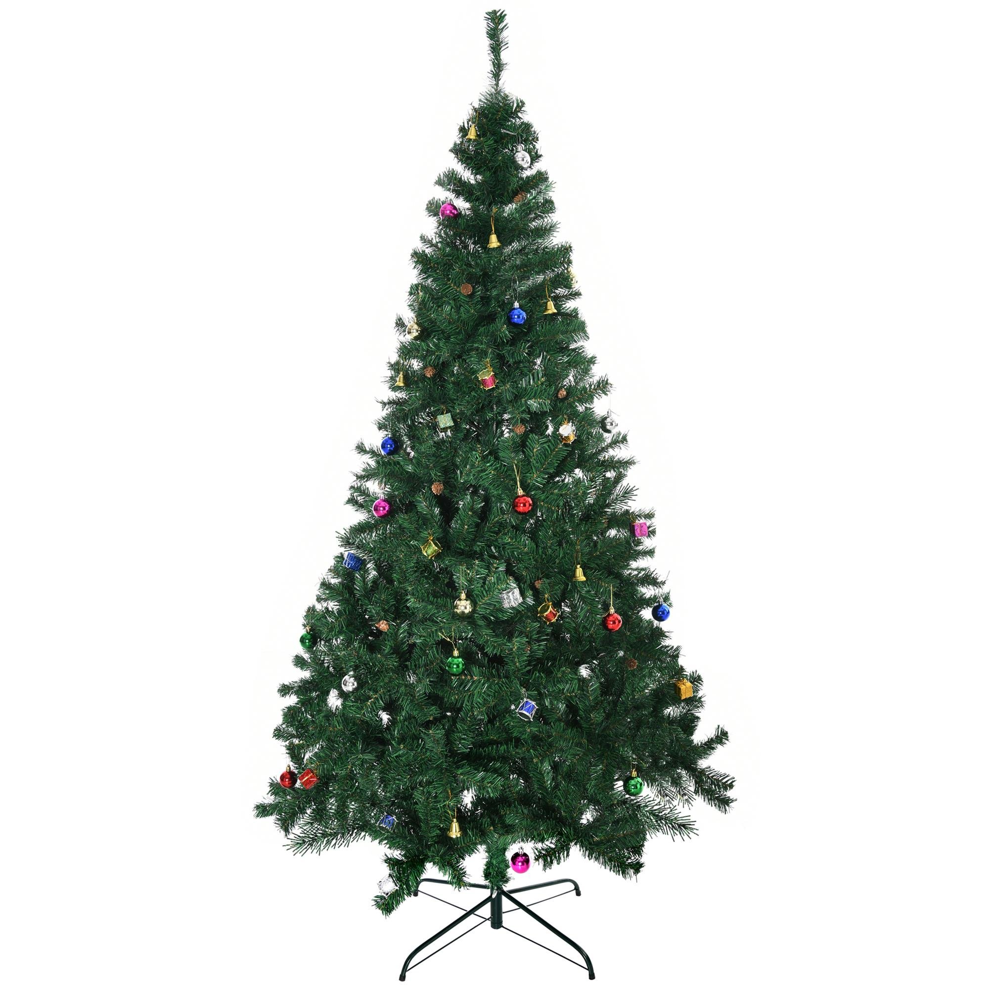 7ft Green Ornamented Christmas Tree with Hinged Branches