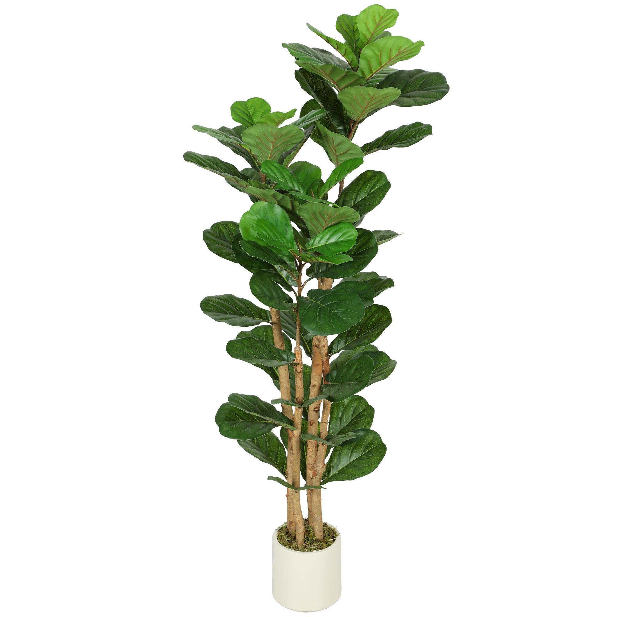 5ft PEVA Fiddle Leaf Tree with Wood Trunks for Indoor Decor