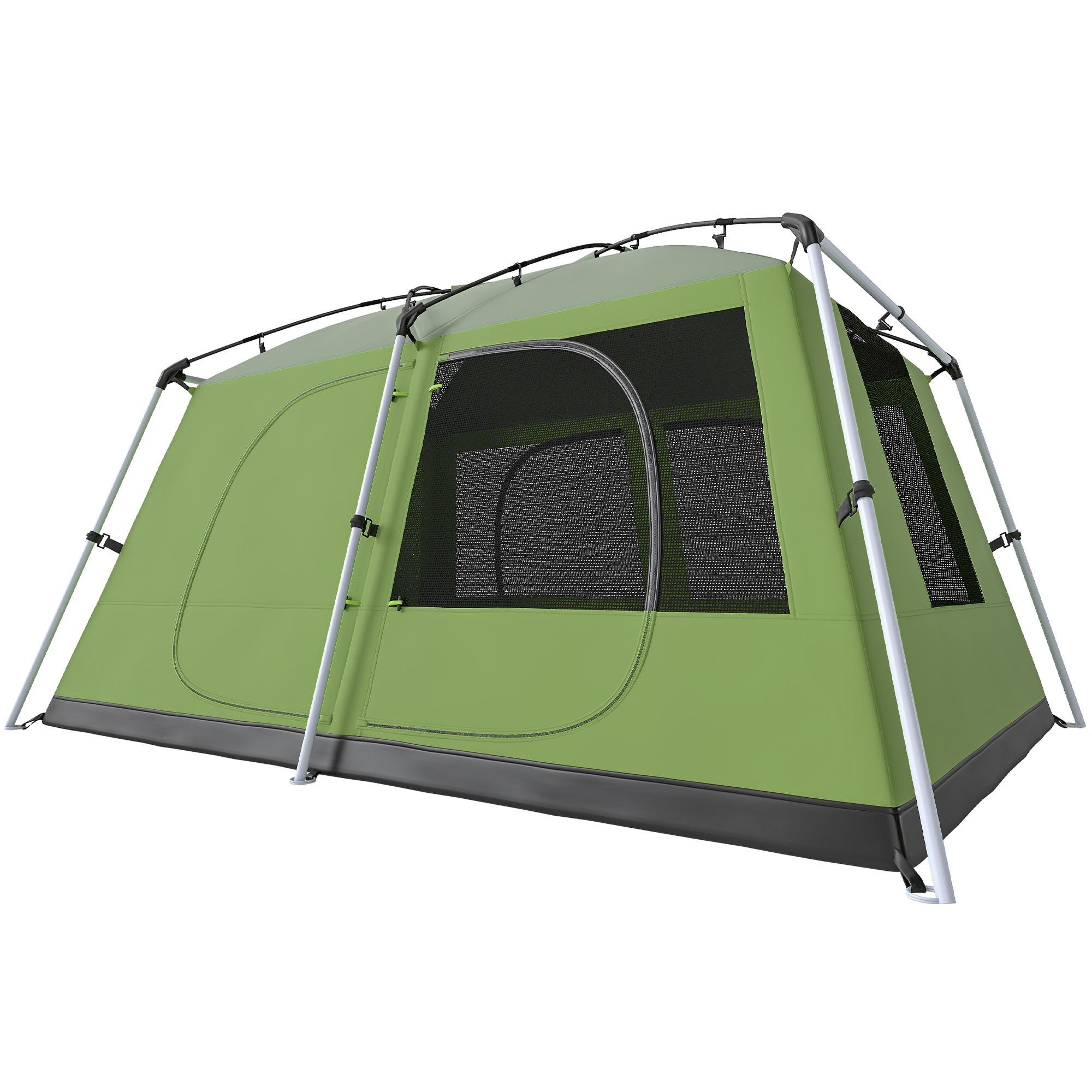 Green Two Room Camping Tent with Porch for Four