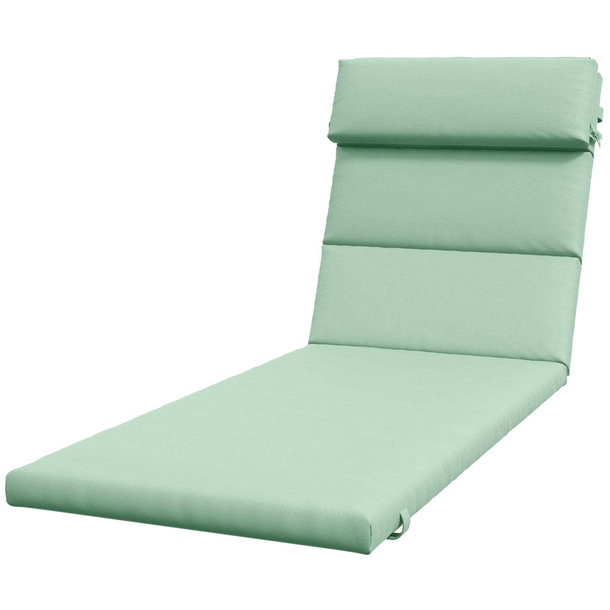 Green Chaise Lounge Cushion with Headrest and Ties