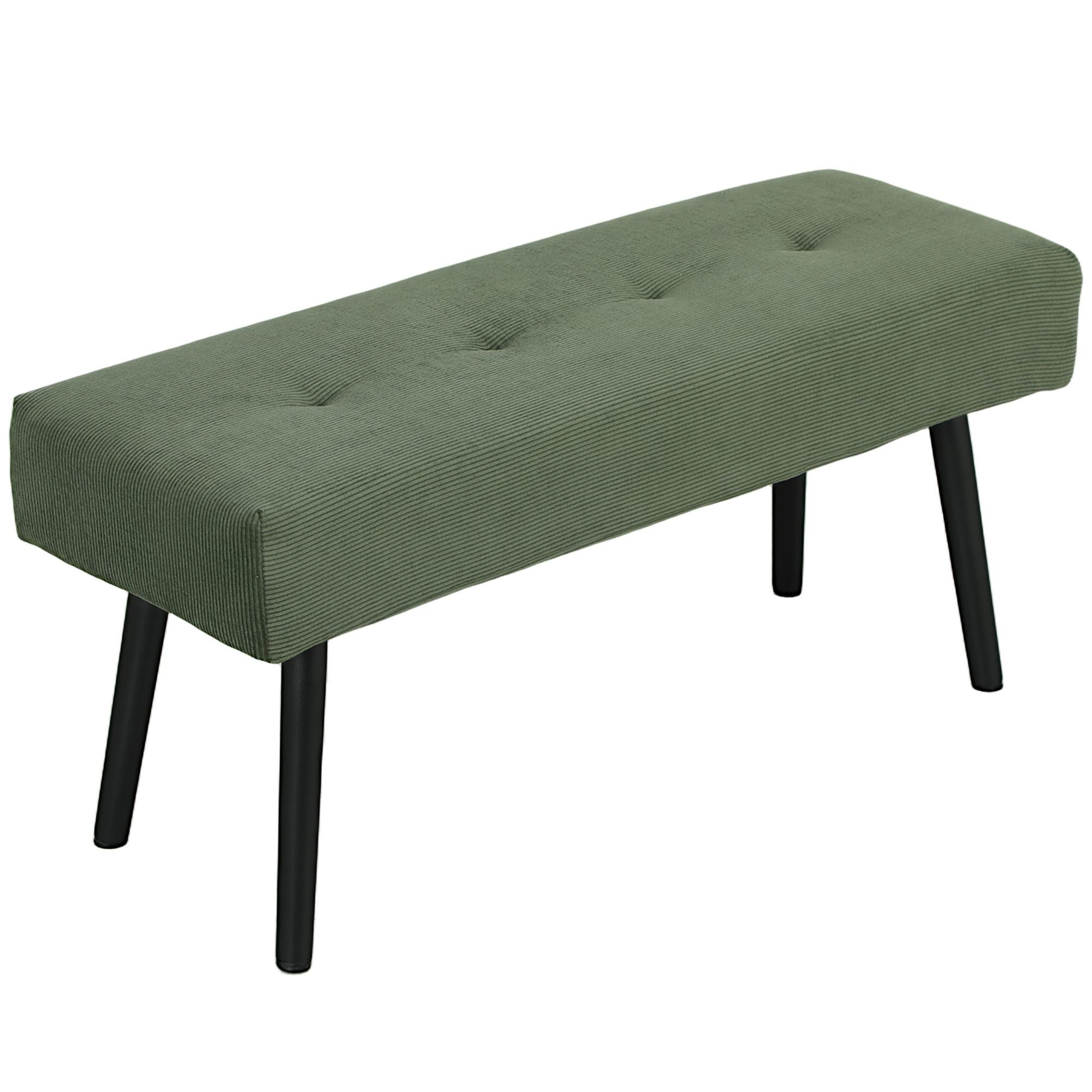 Green Corduroy Bedroom Bench with 13 cm Padded Seat
