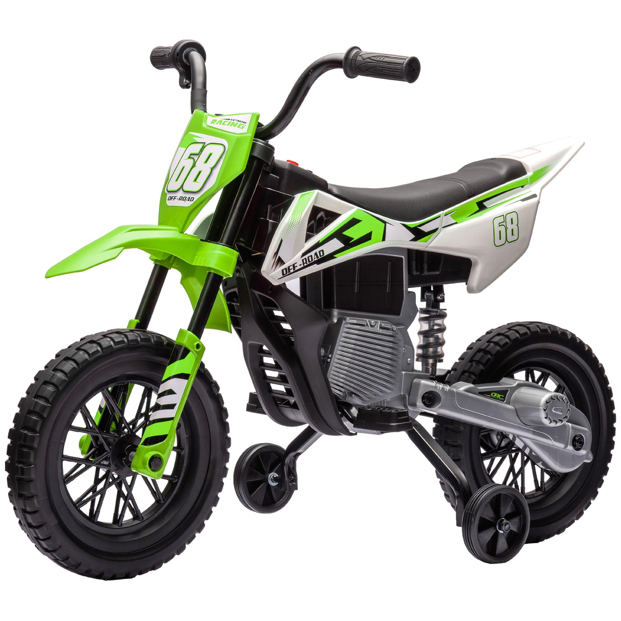 Green Kids Dirt Bike with Dual 12V Motors