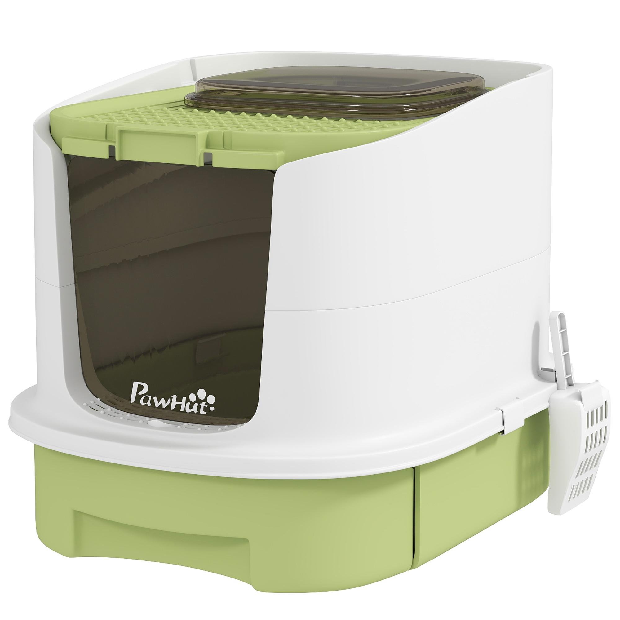 Green Top Entry Litter Box with Drawer and Scoop