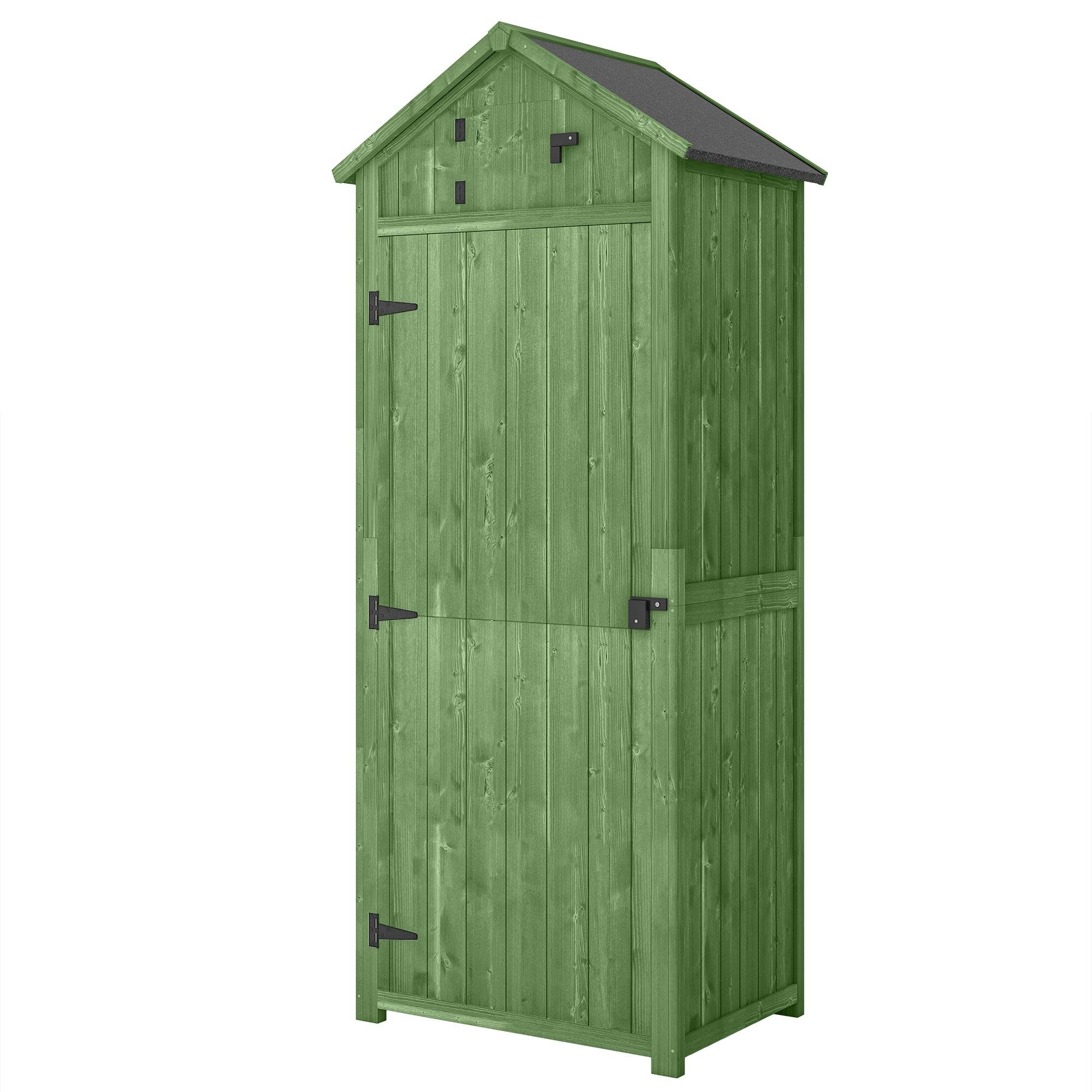 Green Fir Storage Shed with 3 Shelves, 70.5 in Tall