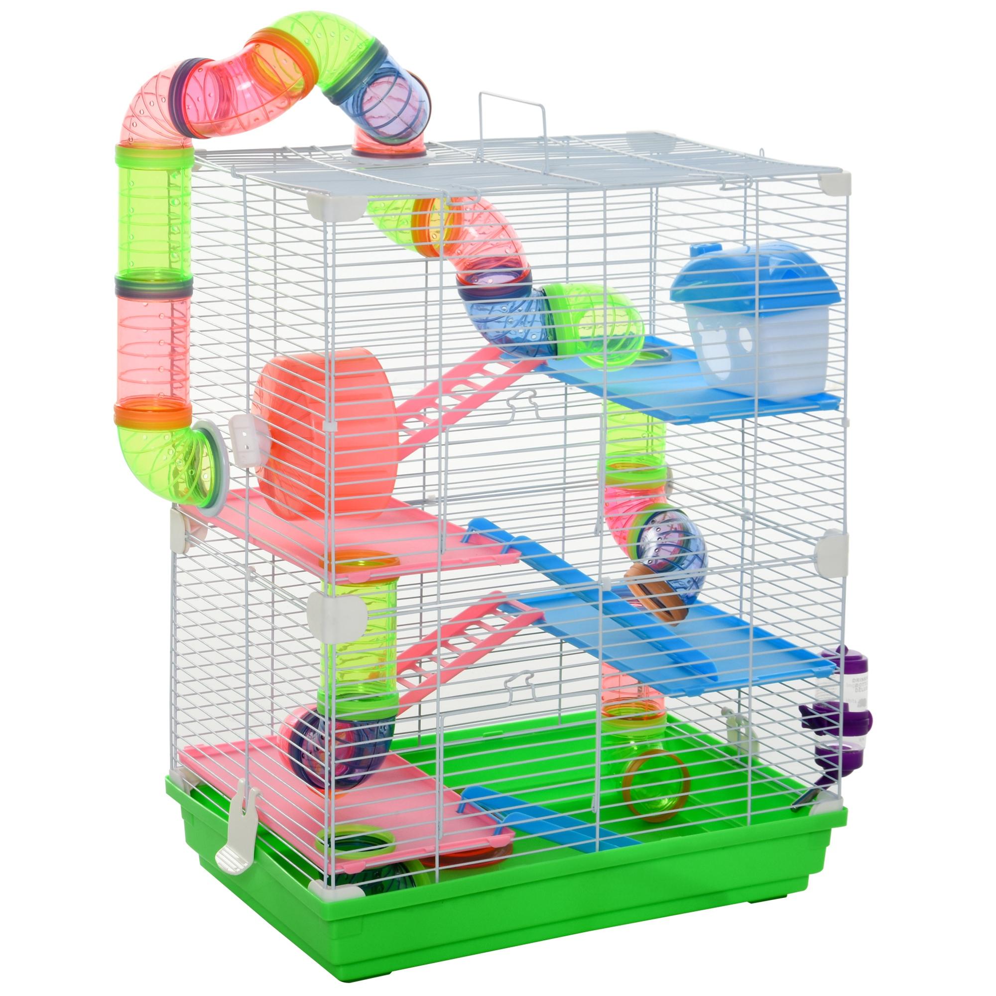 Green Five Level Hamster Cage with Starter Kit