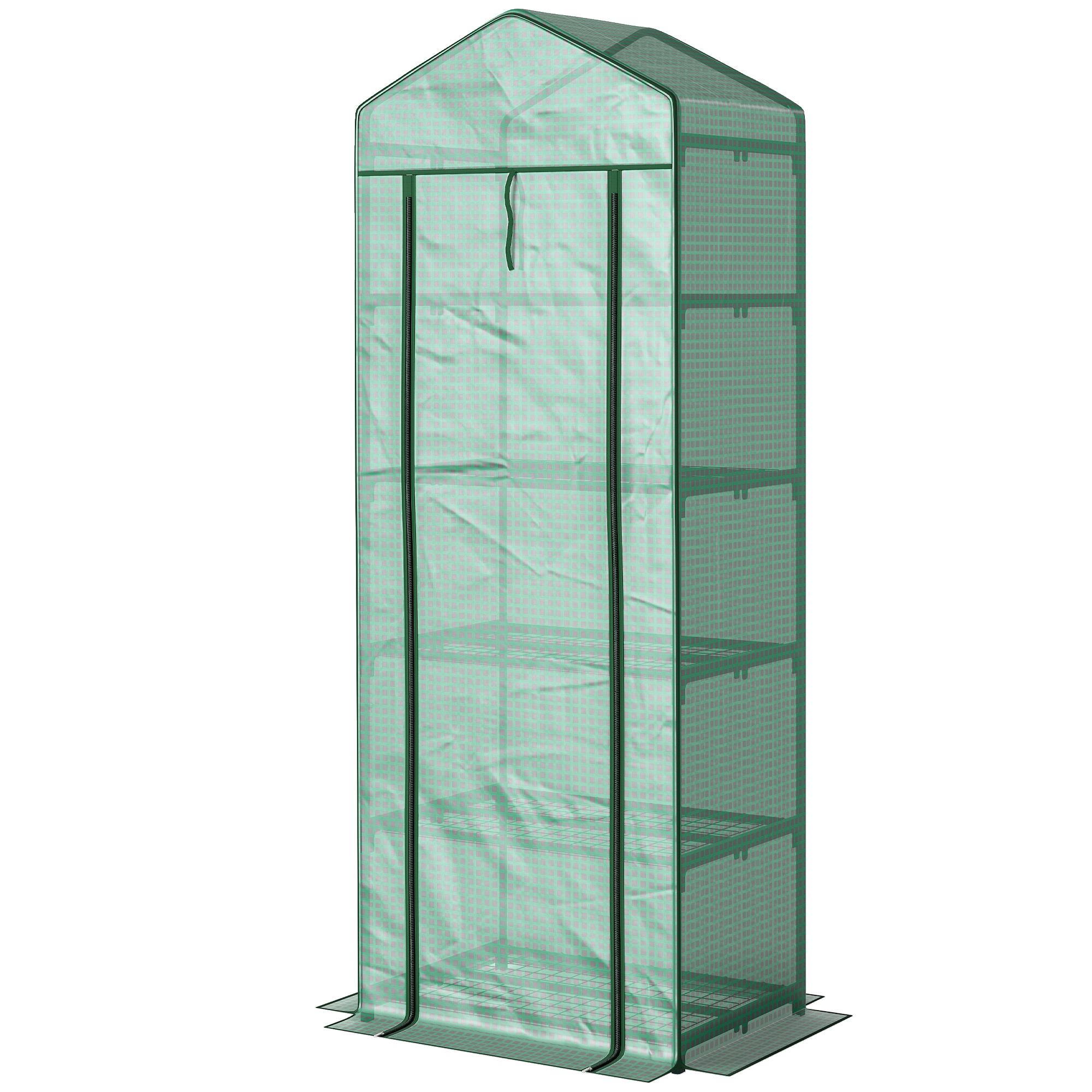 Green Five Tier Mini Greenhouse with Steel Frame