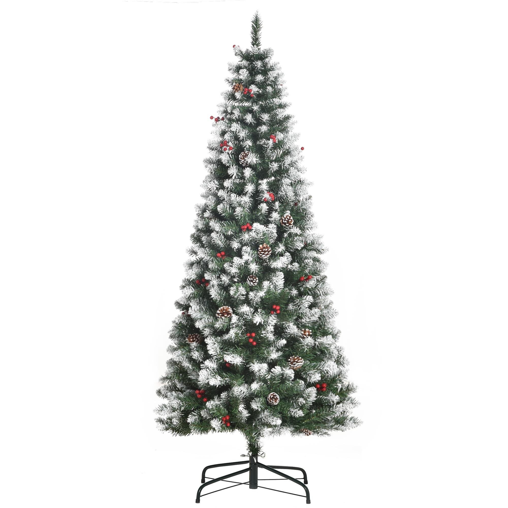 6ft Berry Christmas Tree with Flocked Branches and Pine Cones