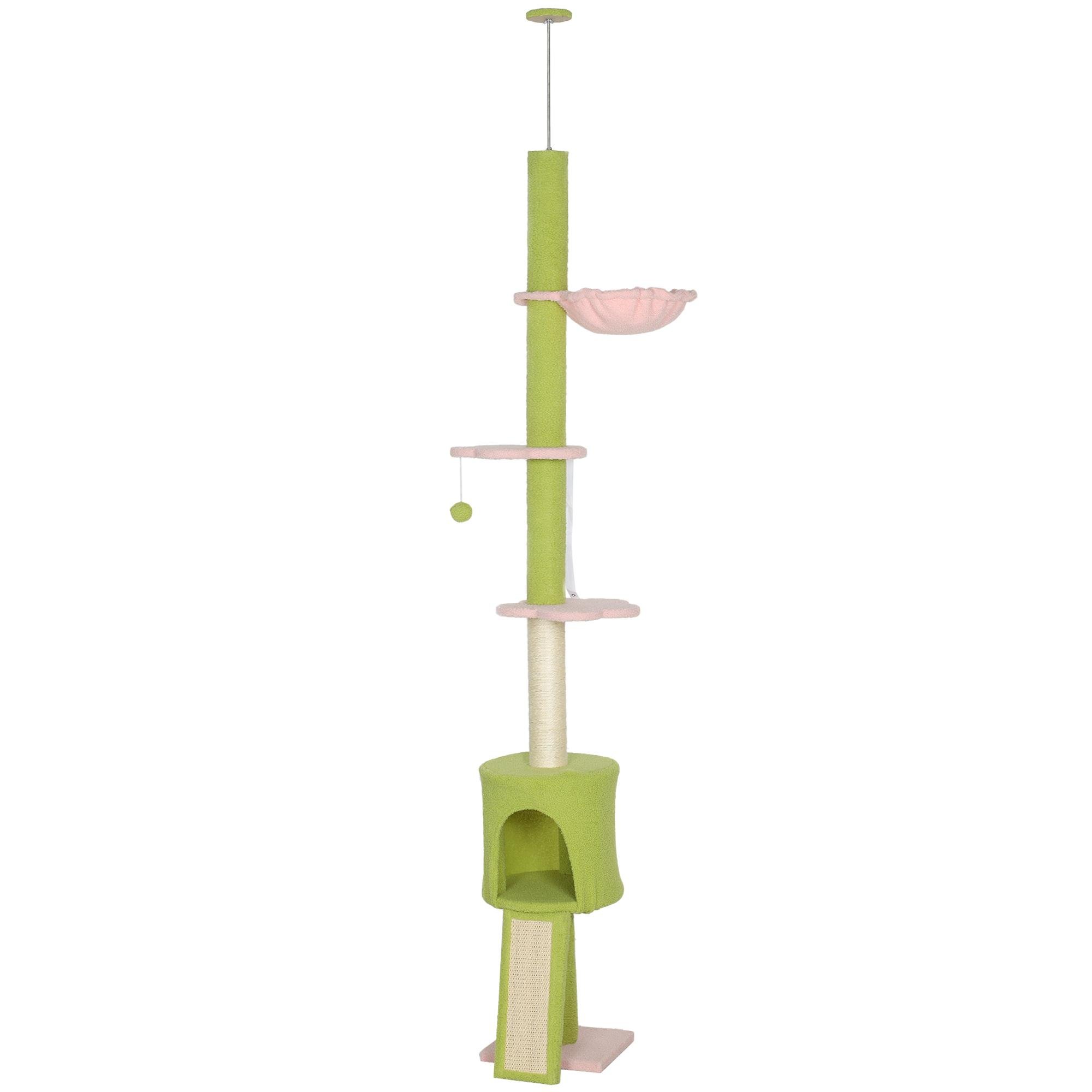 Green 94.5 Inch Cat Tree with Adjustable Height