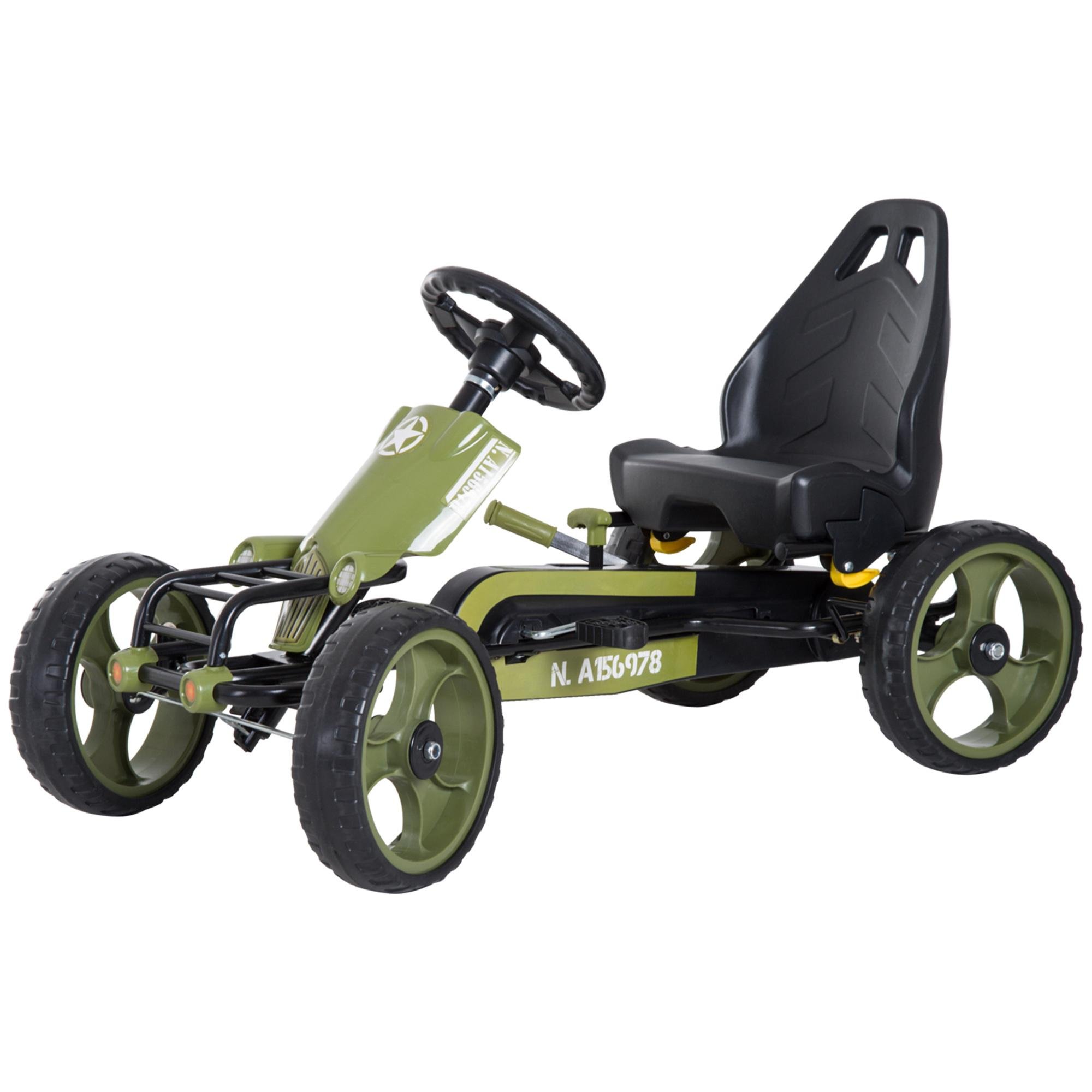 Four Wheel Pedal Go Kart with Handbrake and Adjustable Seat