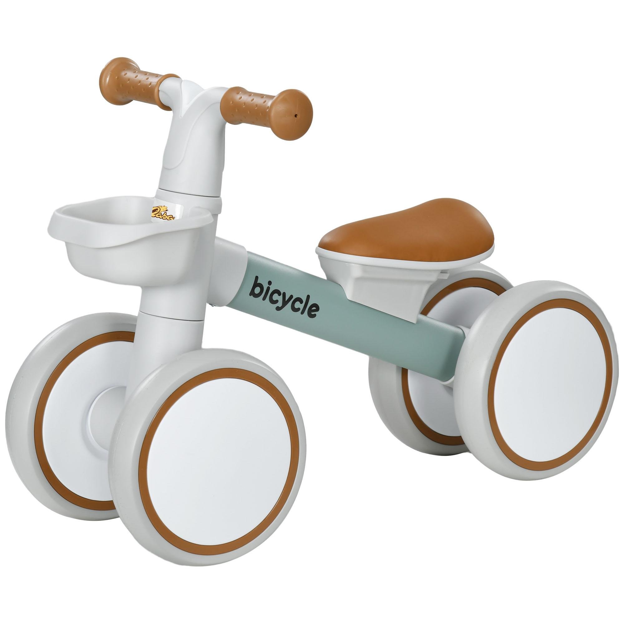 Green Four-Wheel Toddler Balance Bike with Silent Wheels