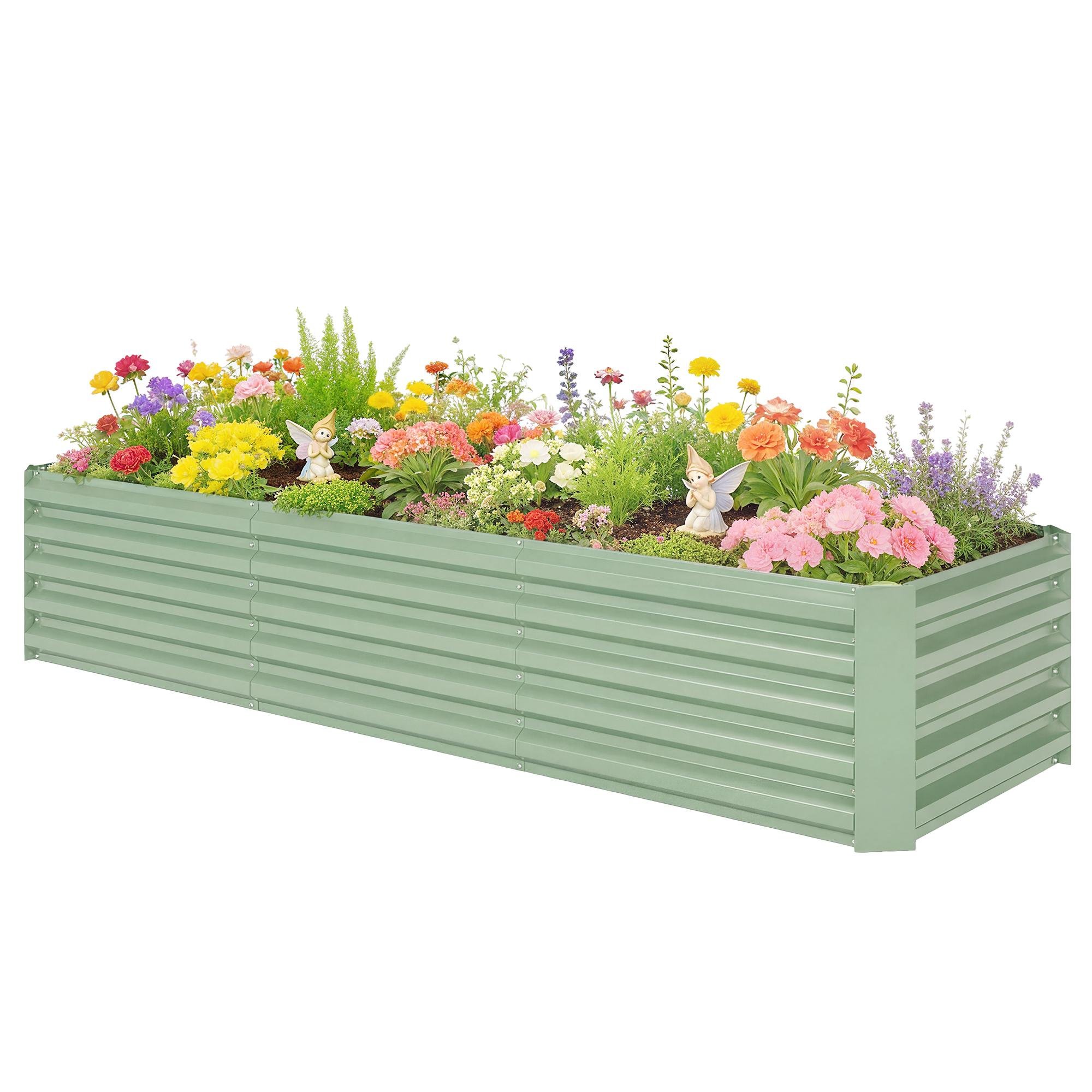 94 Inch Green Planter, Galvanised Steel Raised Garden Bed