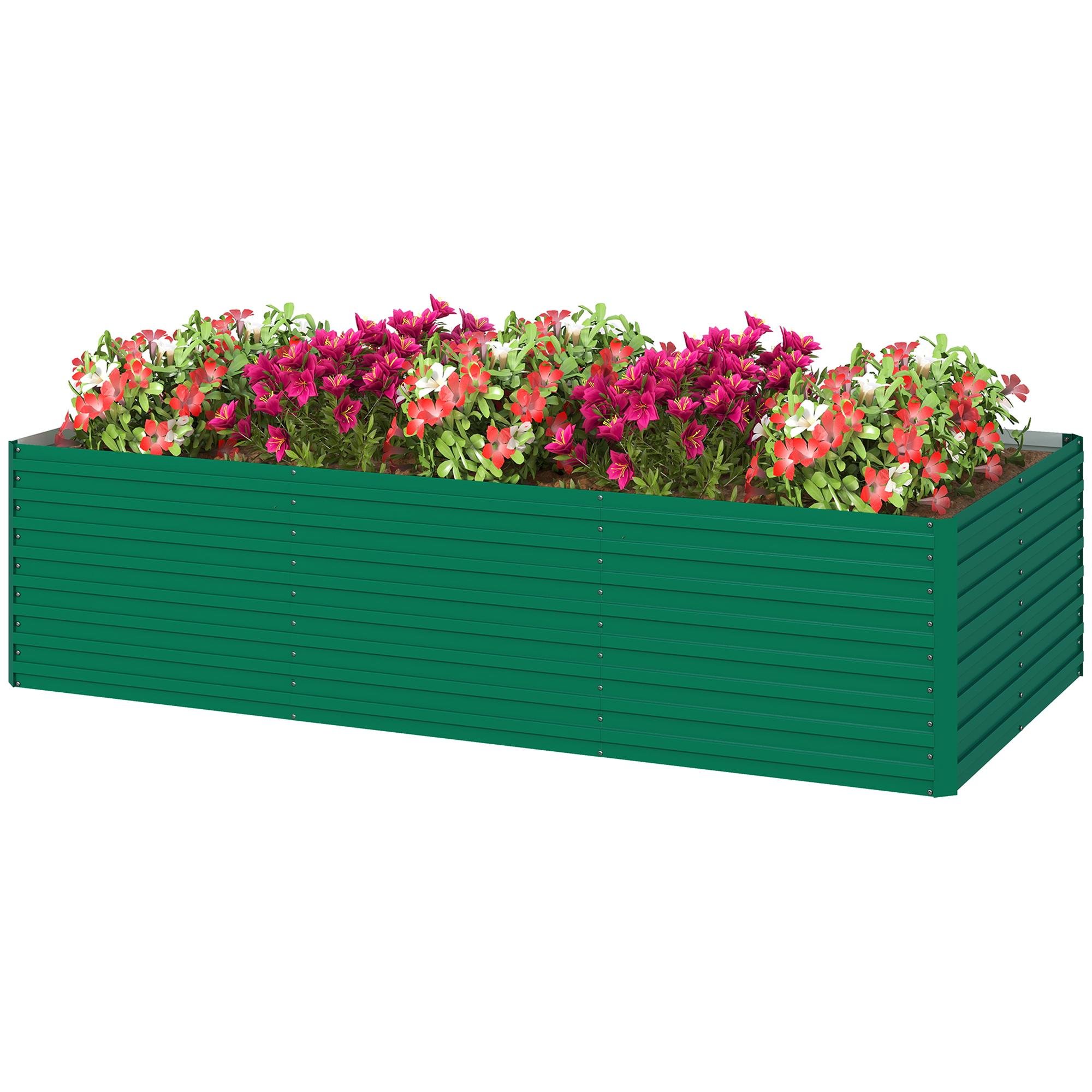 Green Galvanised Raised Bed with Open Bottom for Deep-Rooted Plants