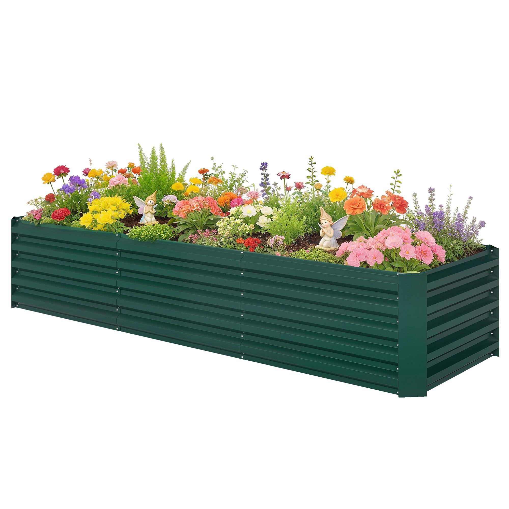8 Foot Green Garden Bed, Galvanised Steel