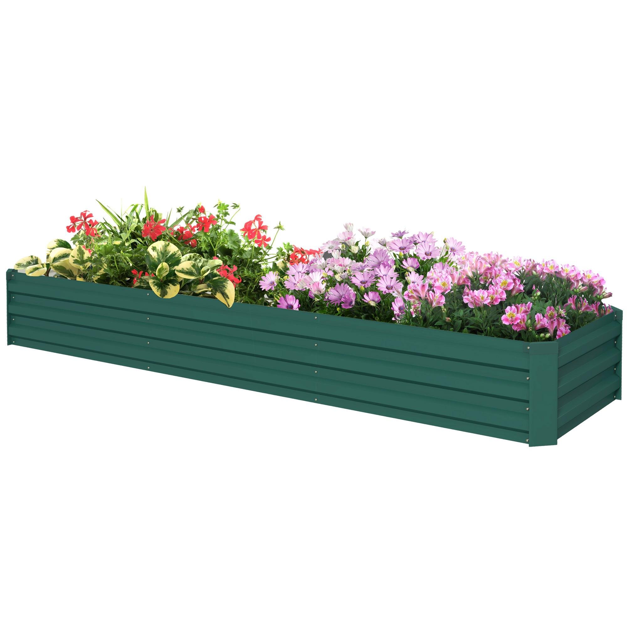 8 Foot Green Galvanized Planter, Open-Bottom Garden Bed