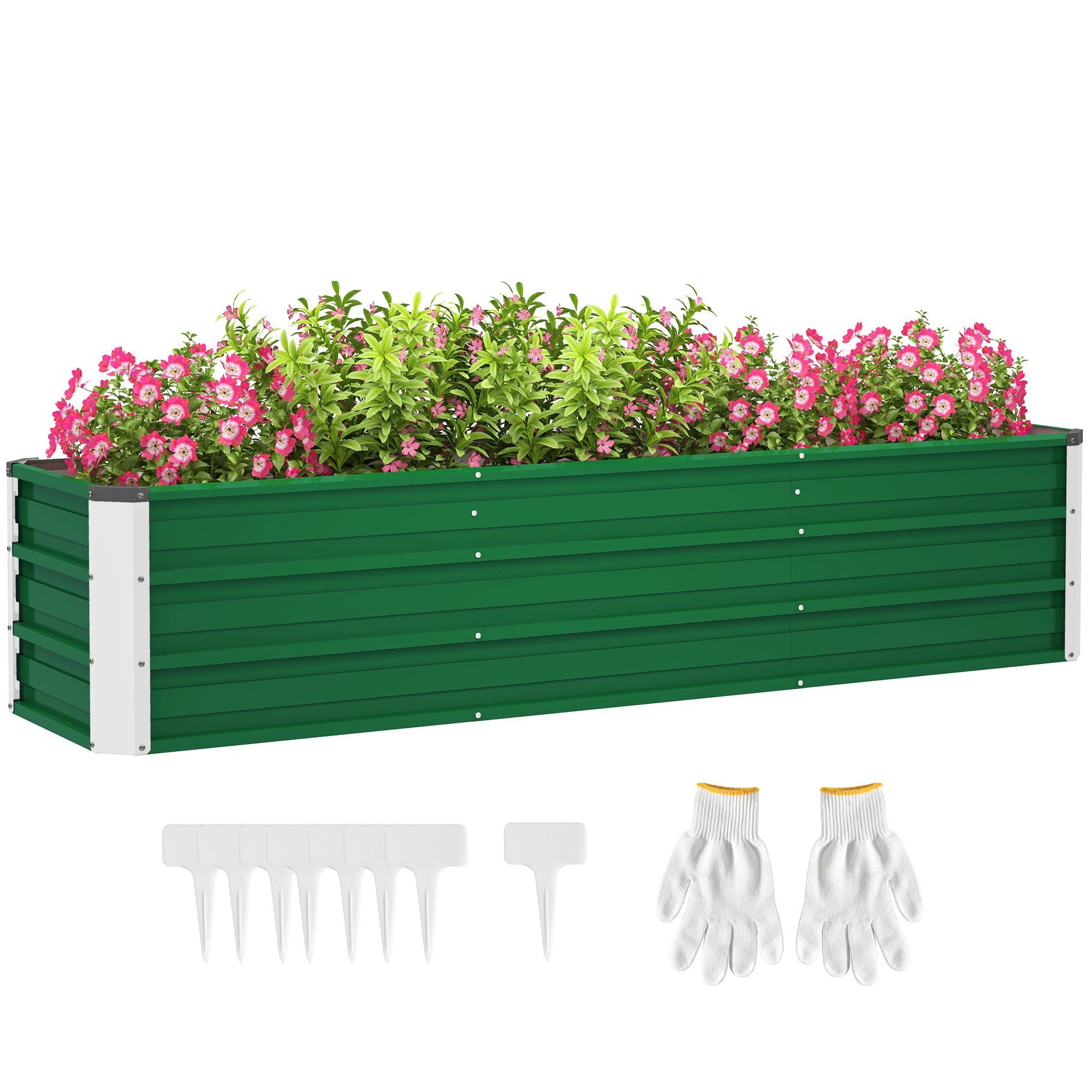 6 Foot Green Galvanized Planter with Three Growing Areas