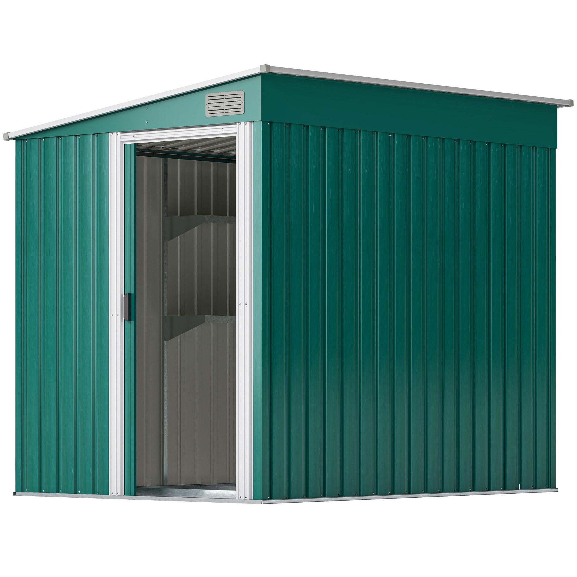 Green 5x7 Lean-to Shed with Galvanized Steel