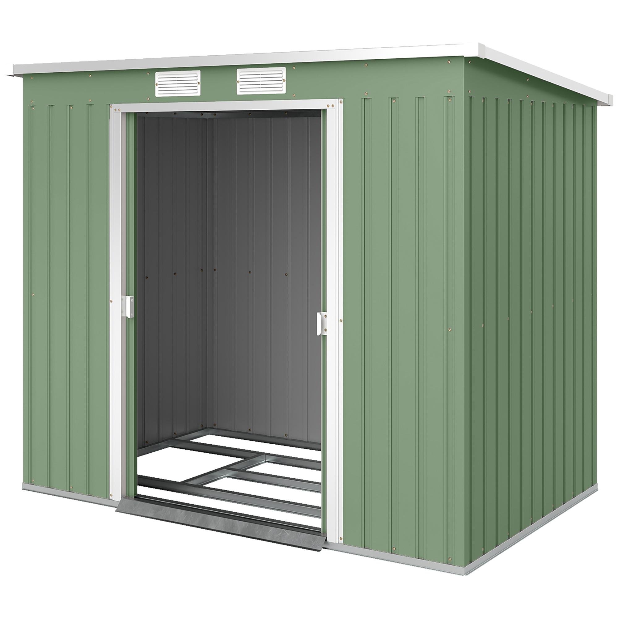 Green Galvanised Steel Shed with Foundation Kit 7 x 4 ft