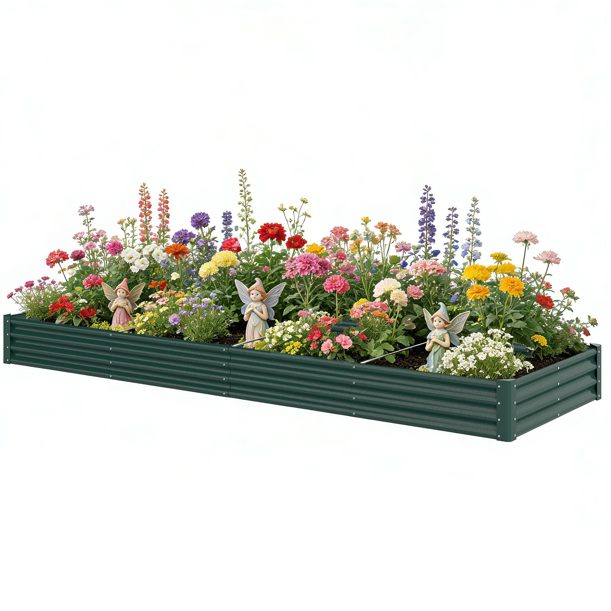 12 x 4 green planter with open bottom for outdoor gardening