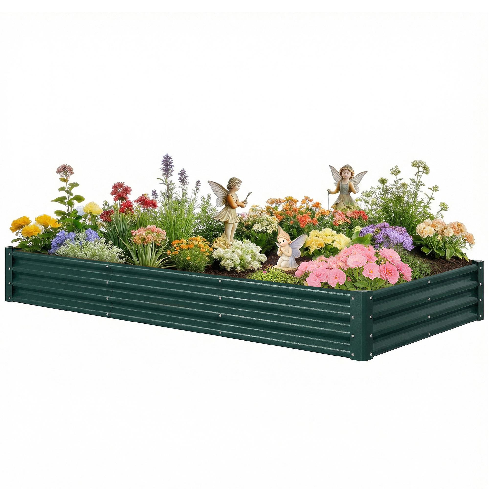 Green Steel Garden Bed, 8 x 4 x 1 ft