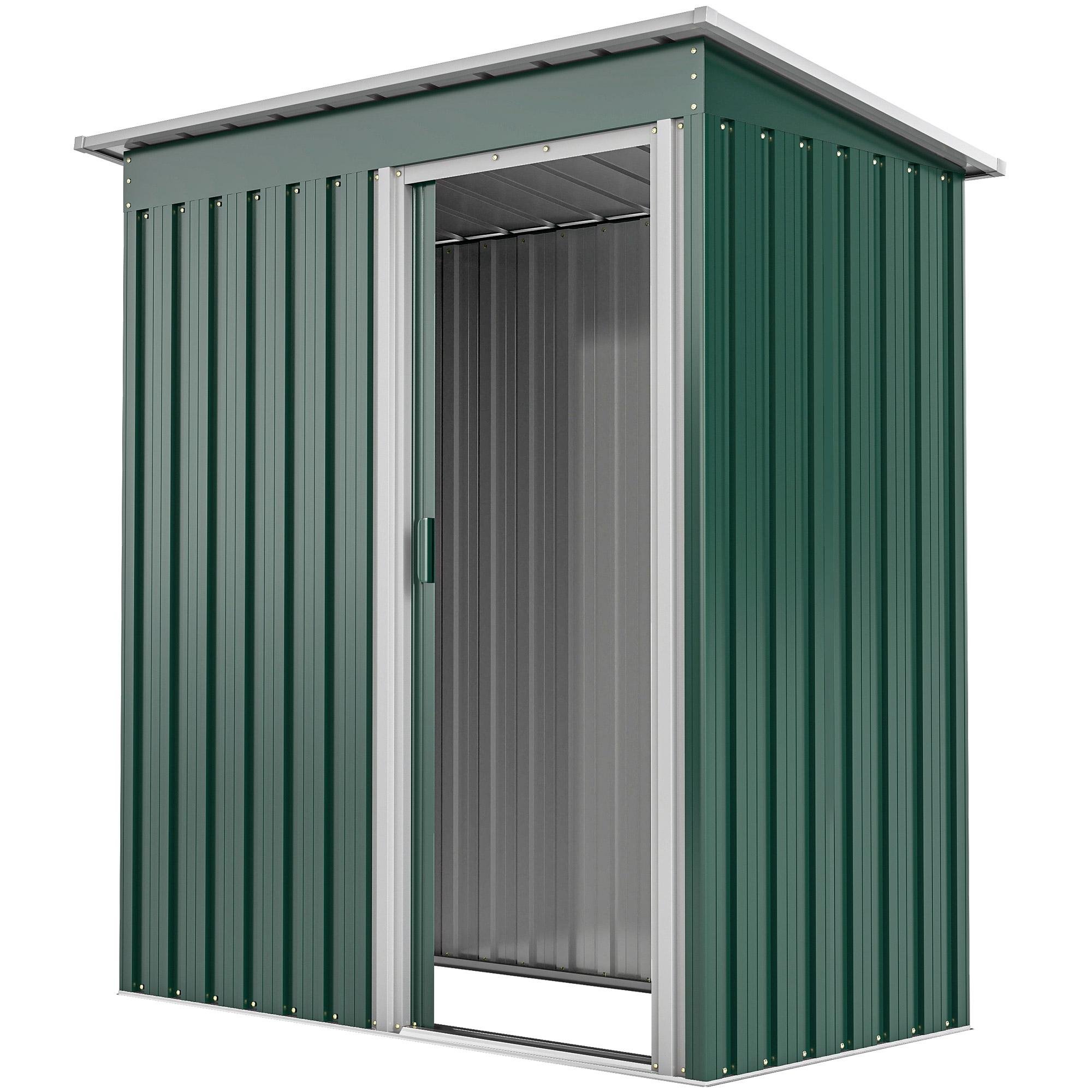 Green 5x3 Galvanized Shed with Sliding Door
