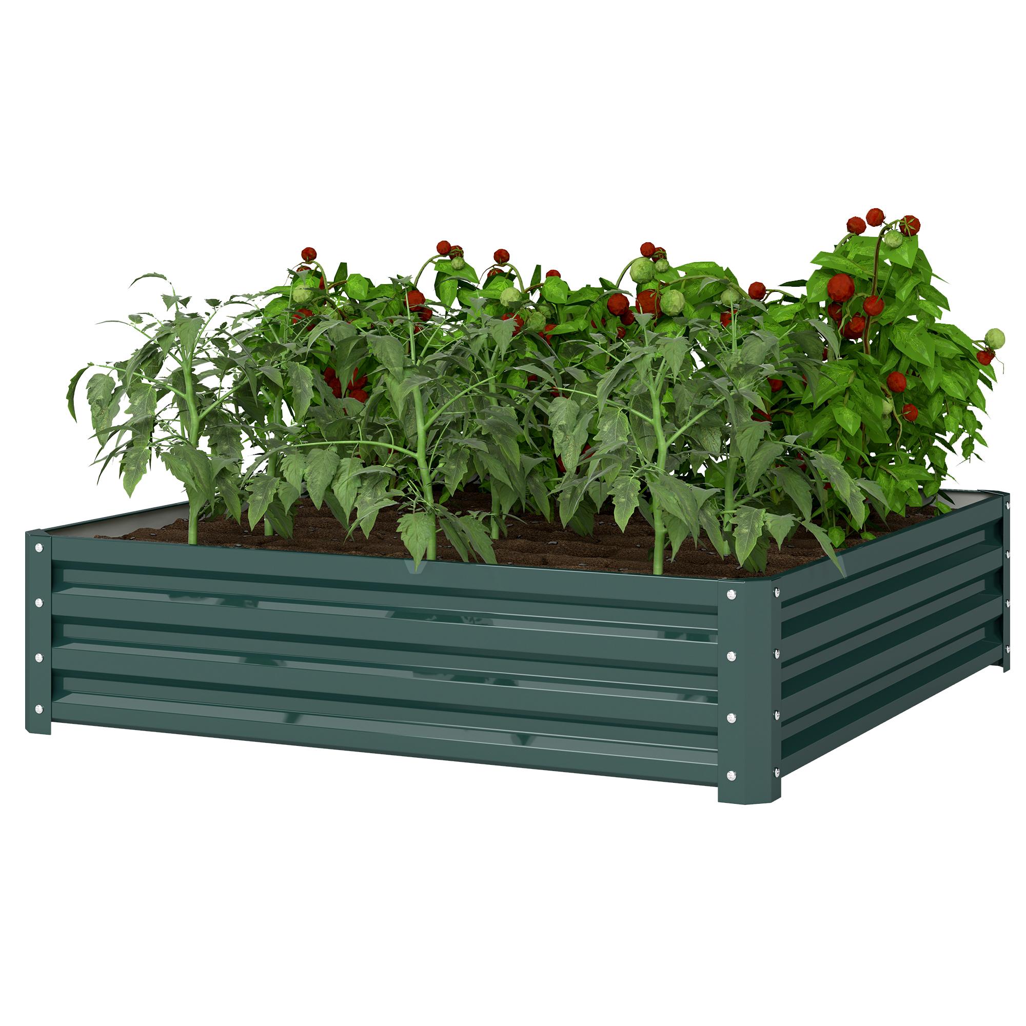 Green 4x4 Raised Bed Galvanized Steel Planter