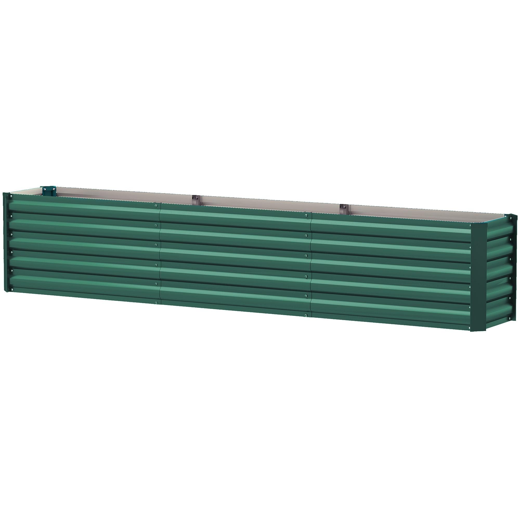 Green 8 Foot Deep Planter, Galvanized Steel, Open Bottom