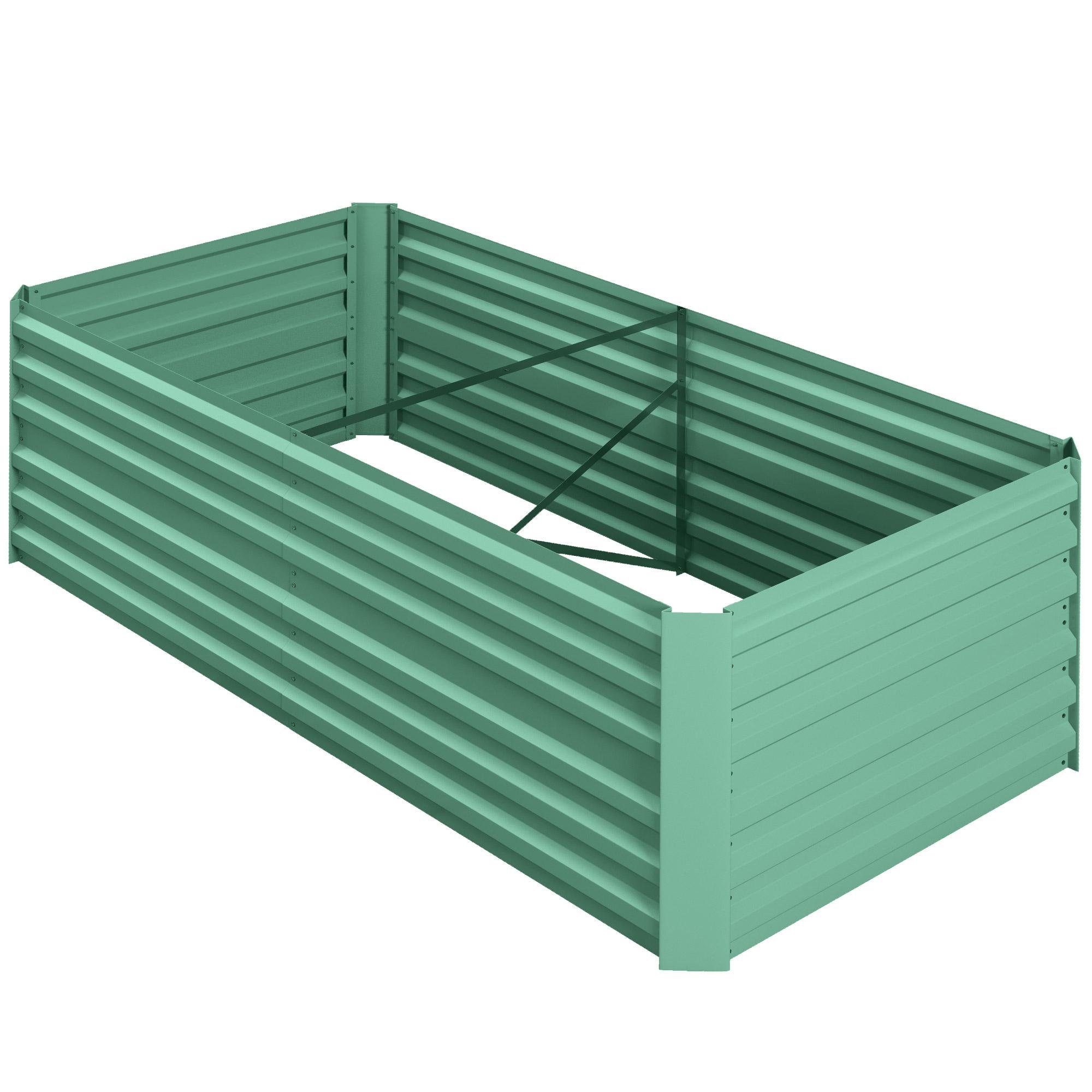 Green Galvanized Steel Bed with Reinforced Rods, 6' x 3'