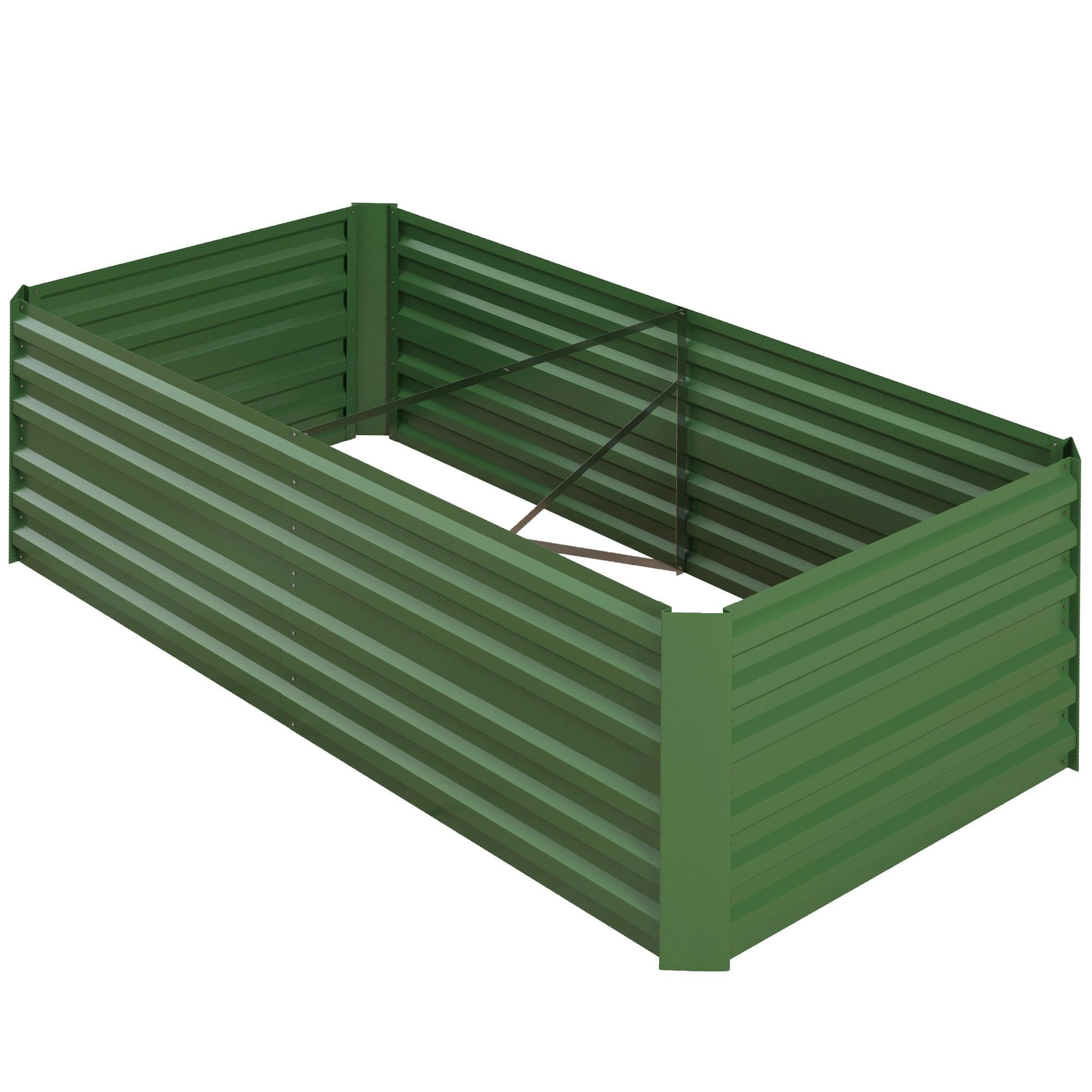Green Steel Raised Bed with Reinforced Rods, 6' x 3' x 2'