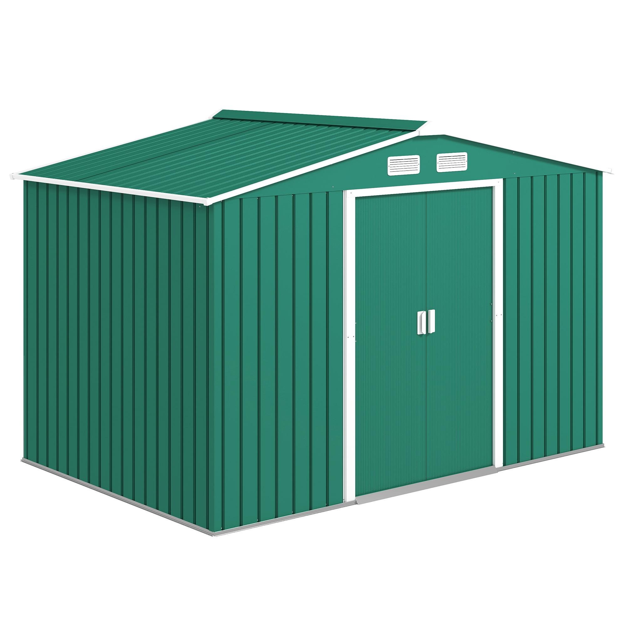 Green 9x6 Galvanized Steel Shed with Foundation Kit