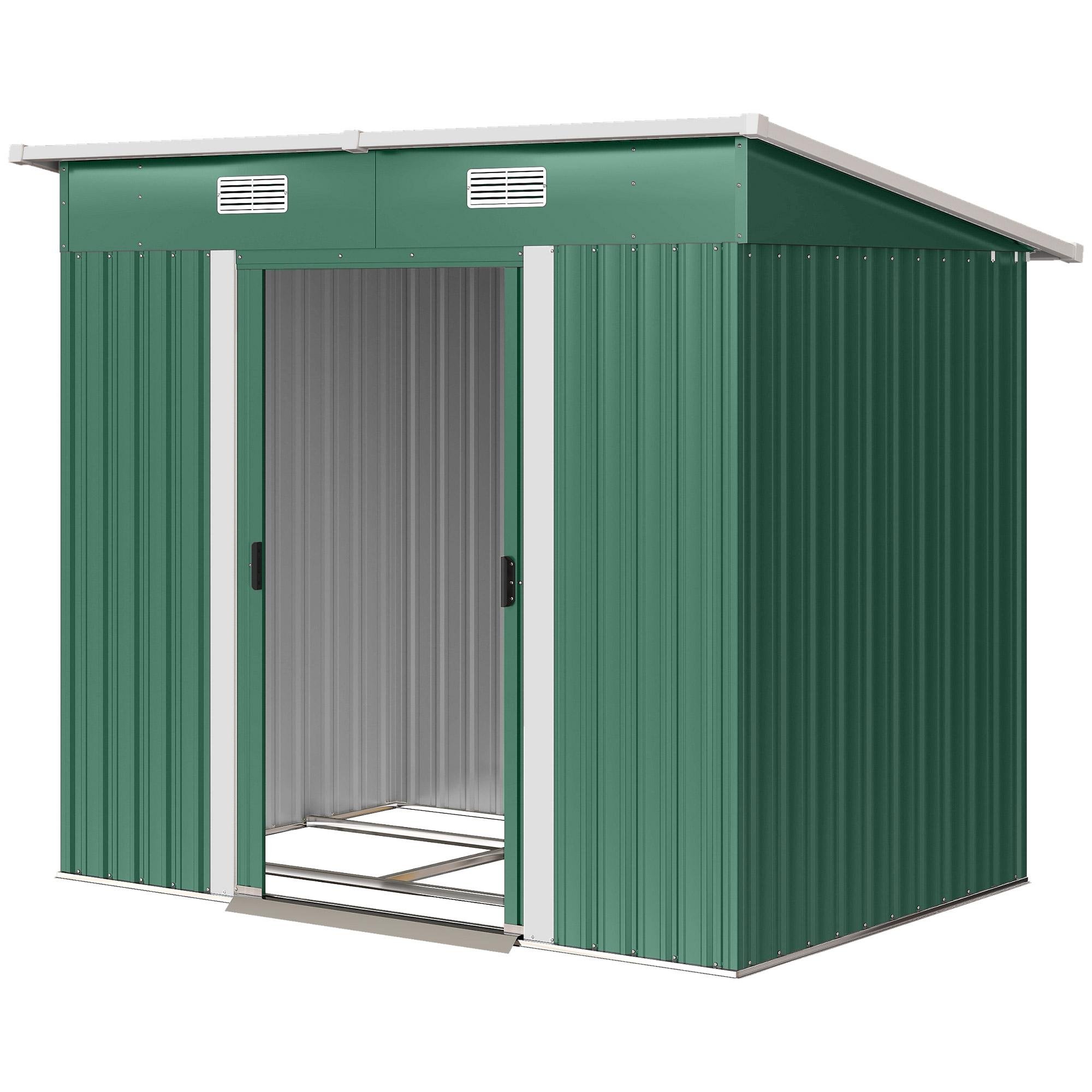 Green 7x4 Metal Storage Shed with Ventilation